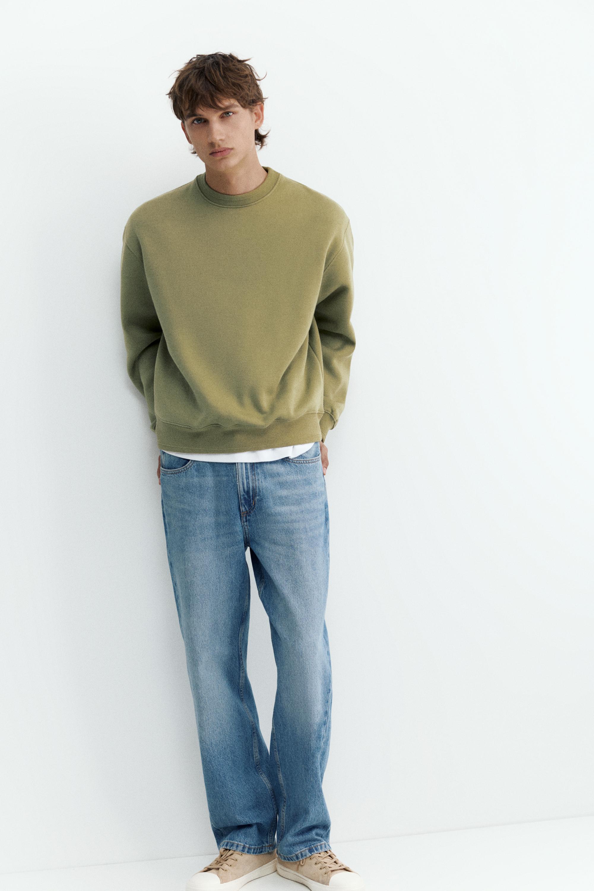 Relaxed fit round neck sweatshirt — Olive