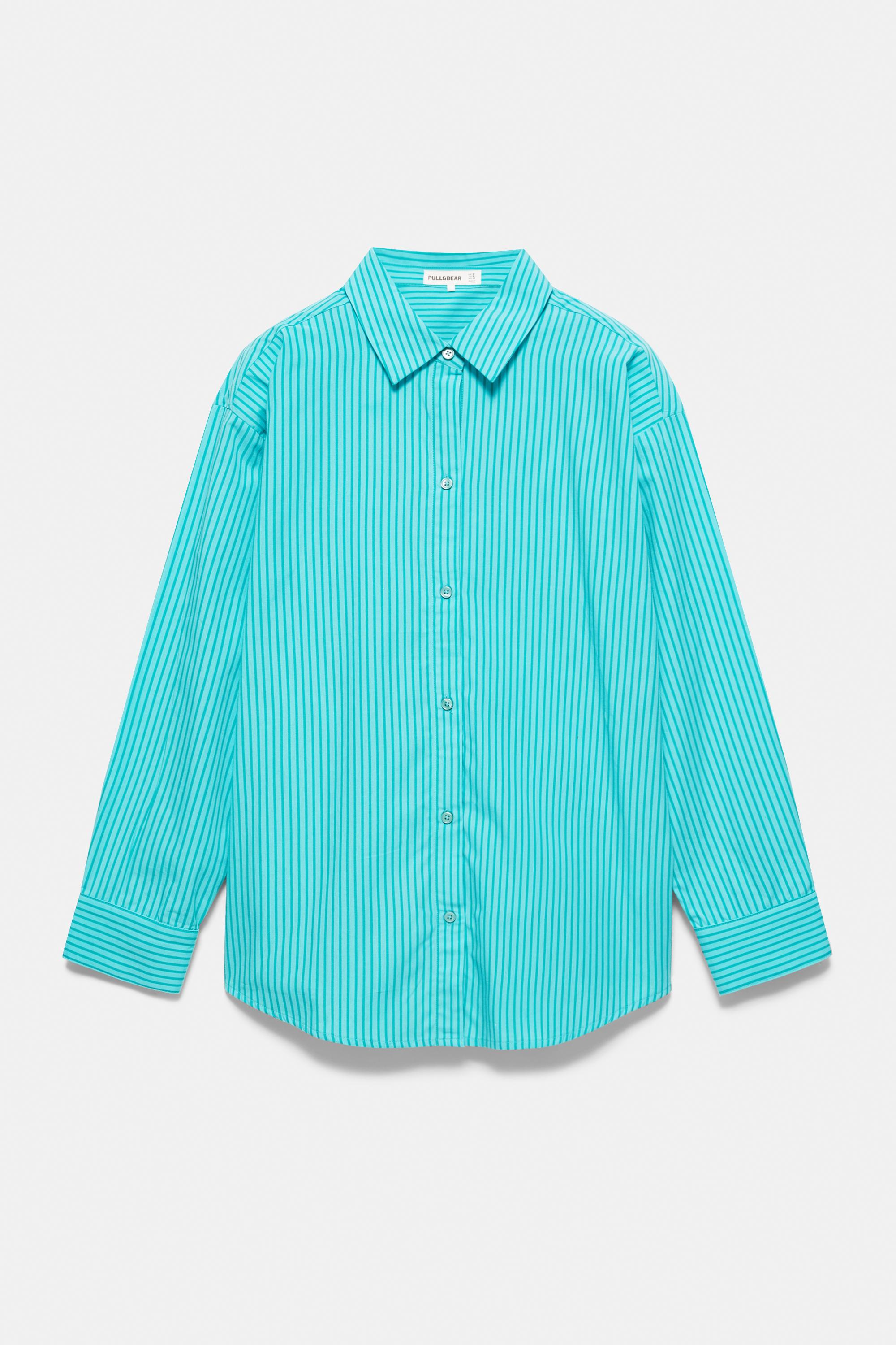 Oversize striped shirt — Turquoise (alternate view)
