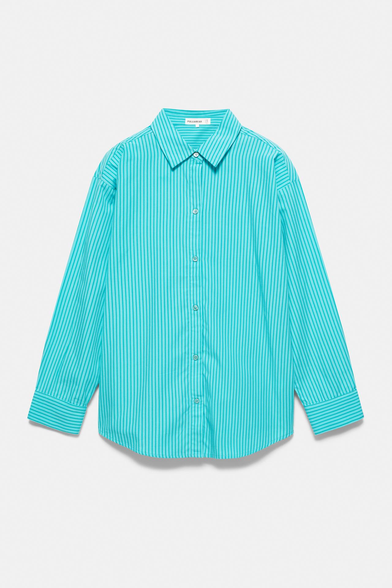 Oversize striped shirt — Turquoise