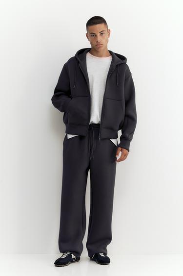 Neoprene-effect zip-up hoodie — Anthracite grey 5