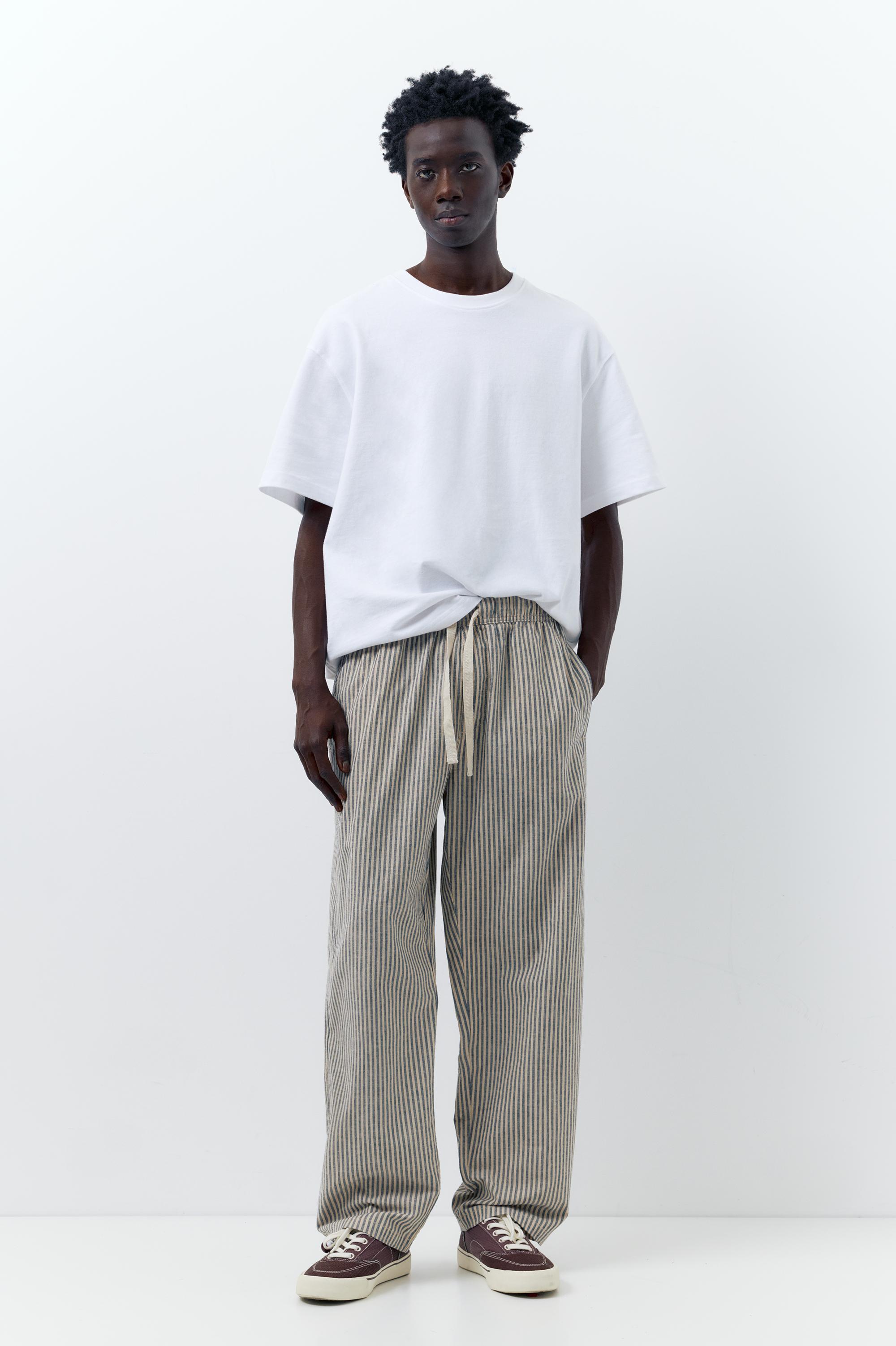 Rustik çizgili jogger pantolon - Görsel 7