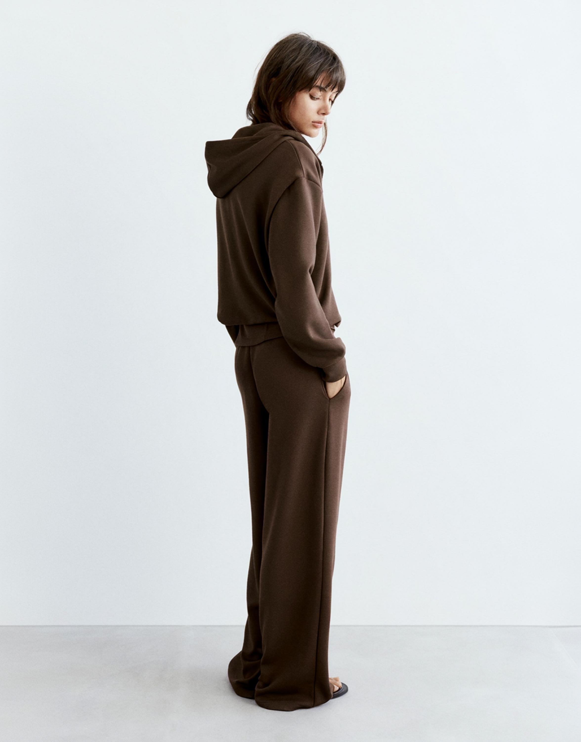 Soft touch hooded sweatshirt — Brown
