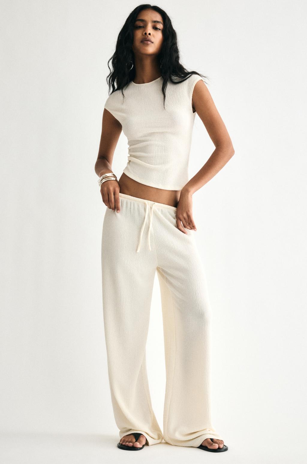 Wide-leg crepe pants pull&bear