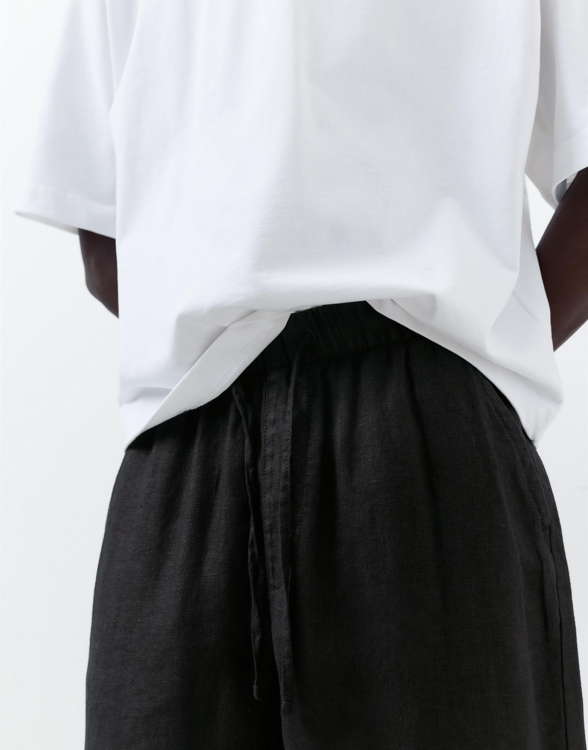 100% linen jogger trousers — Black