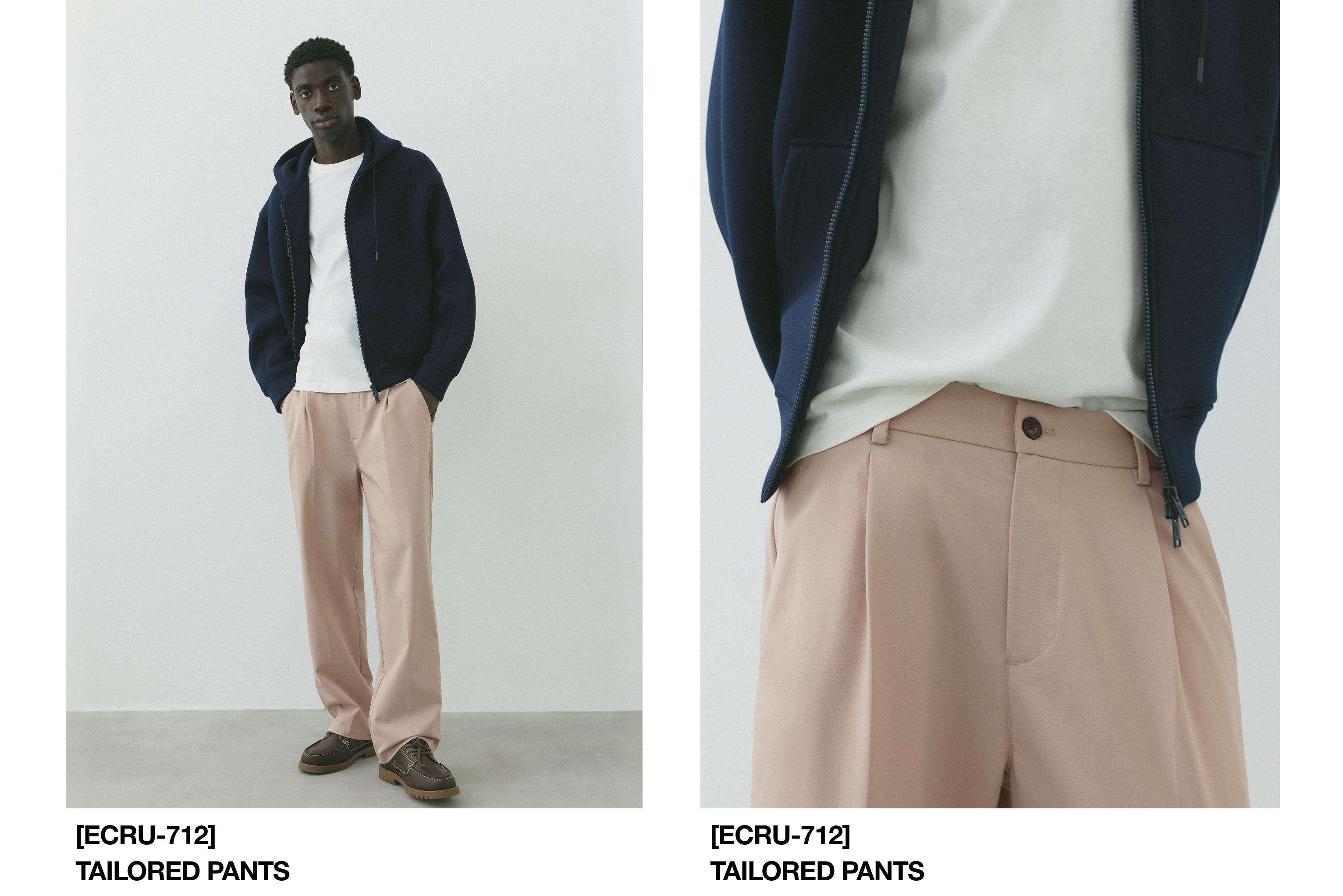 Wide-leg tailored trousers — Ecru