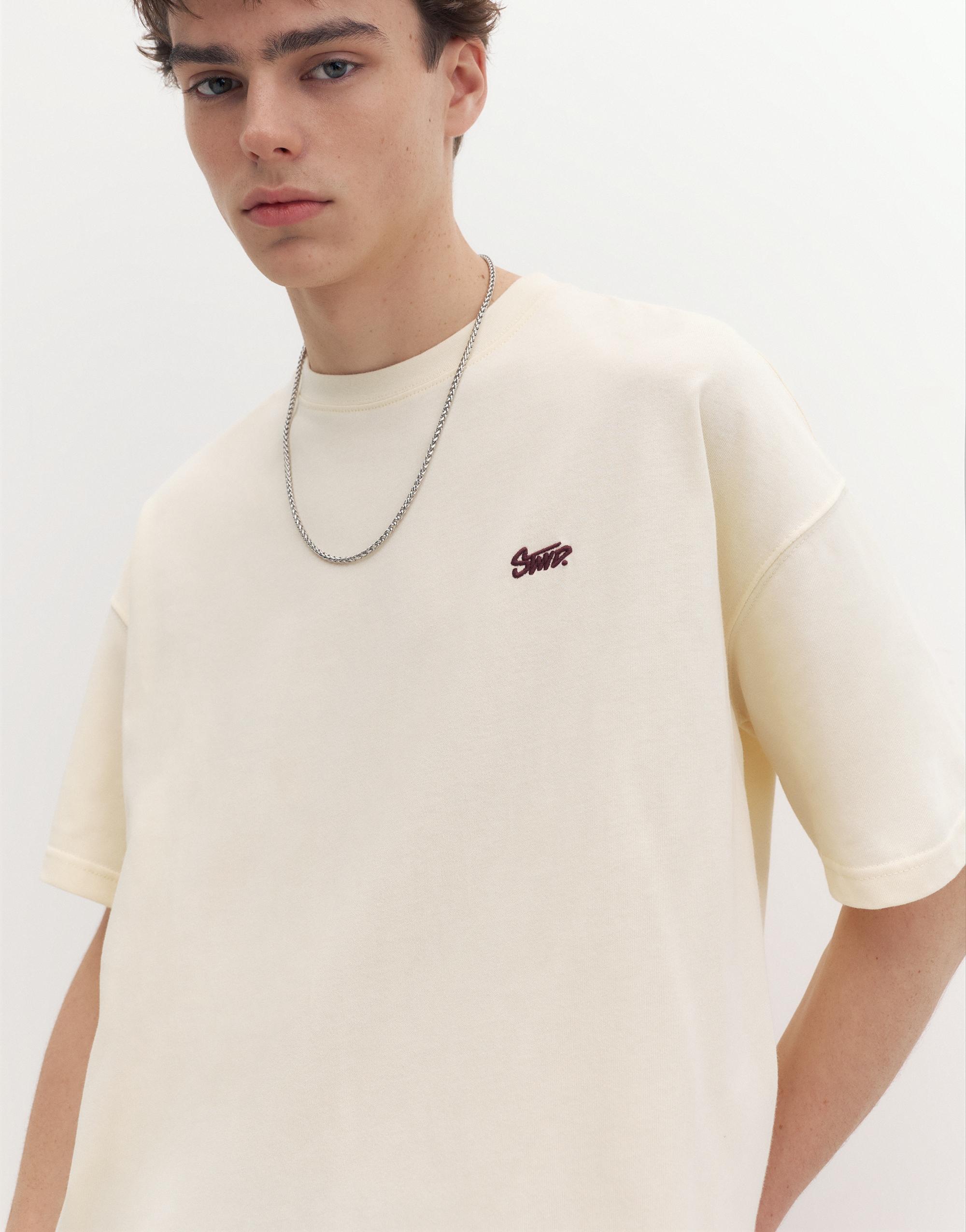 Boxy STWD logo T-shirt — Ecru