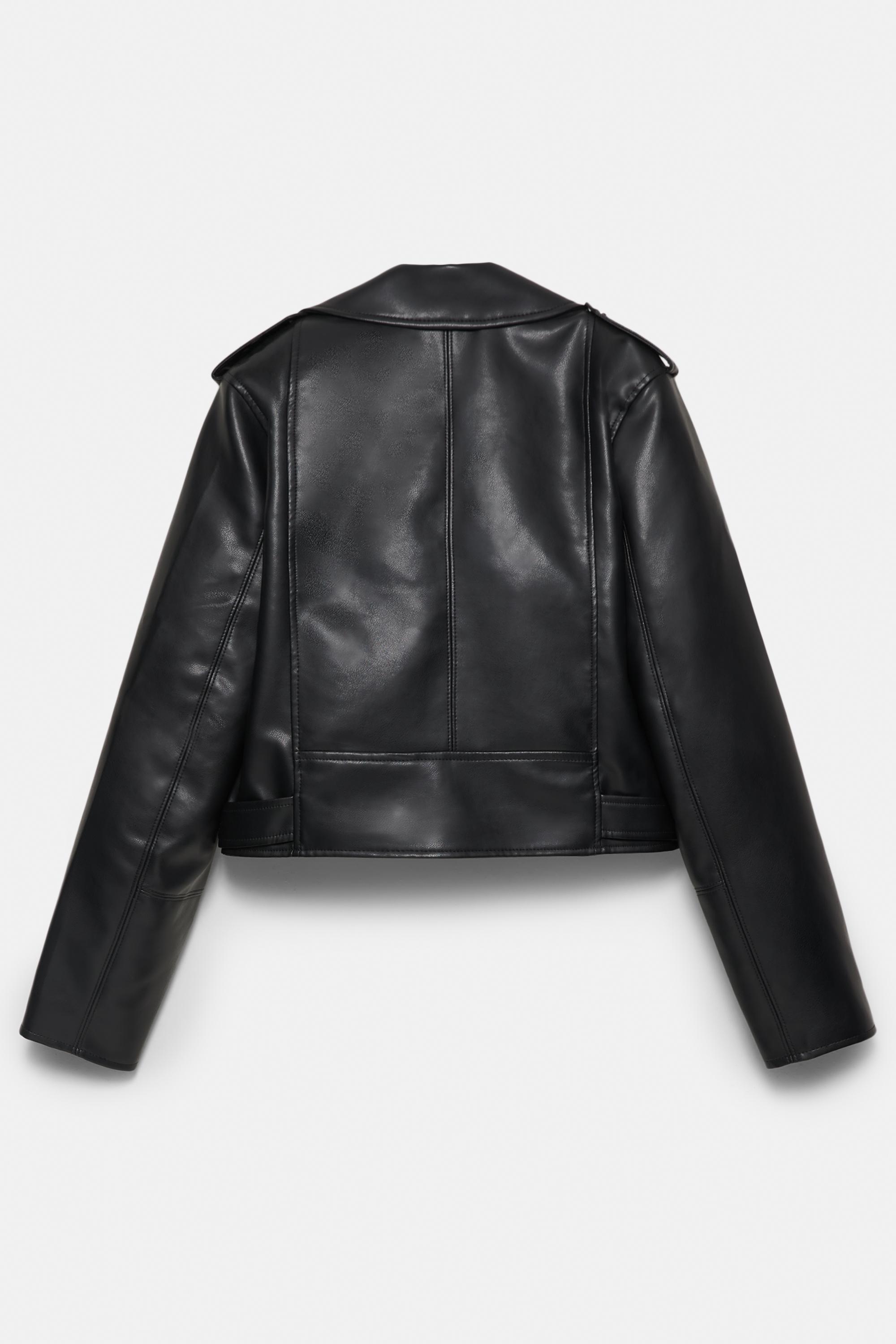 Suni deri biker ceket - Görsel 11