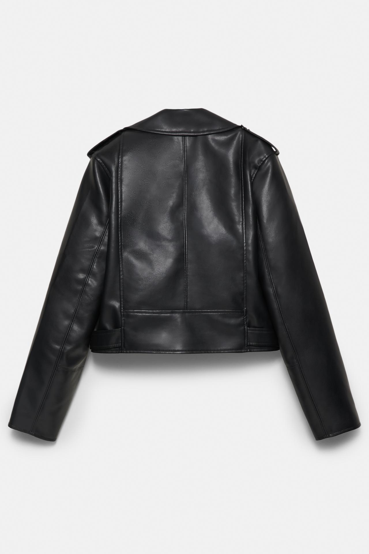 Leather effect biker jacket — Black