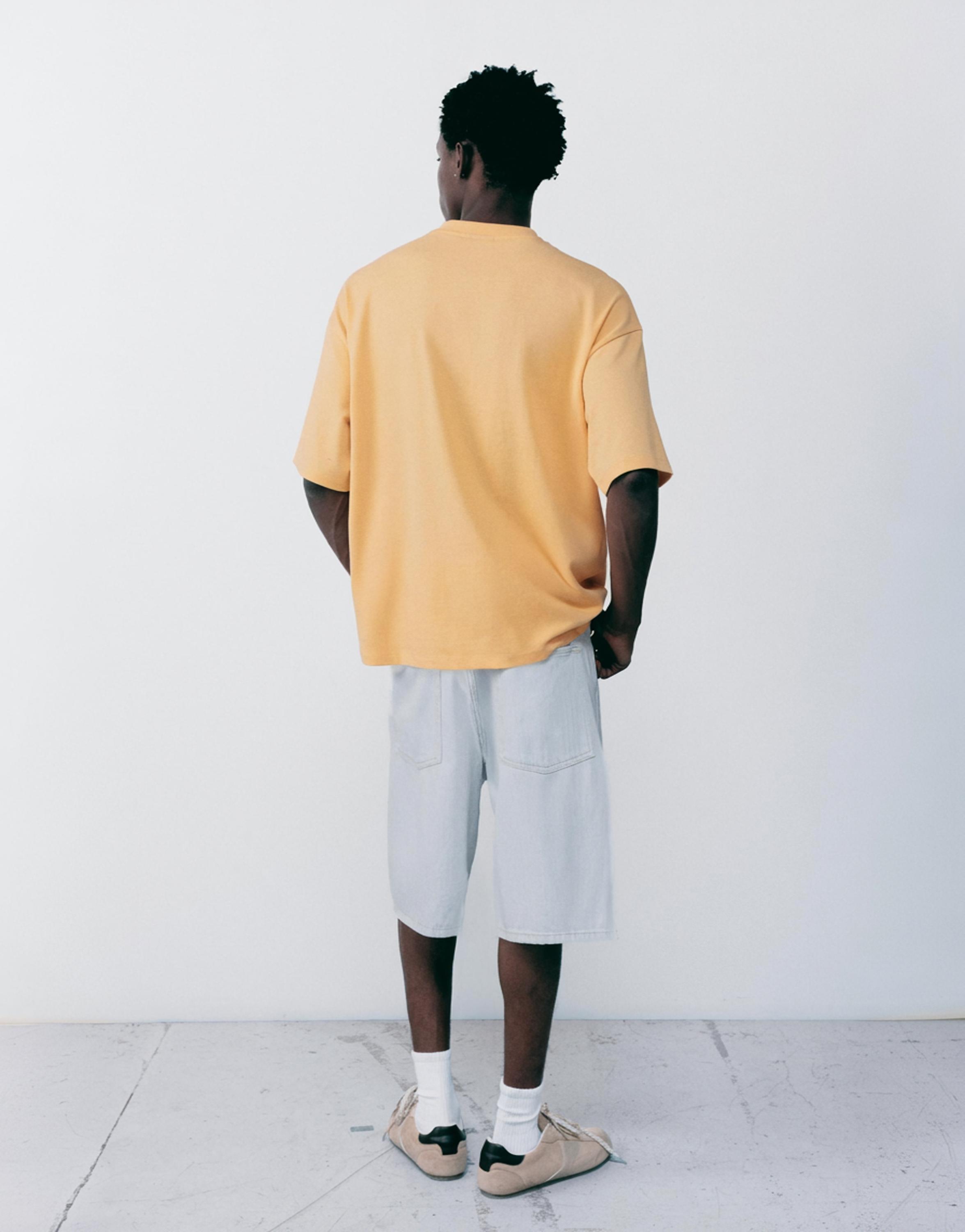 Relaxed-fit seam detail denim Bermuda shorts — Blue