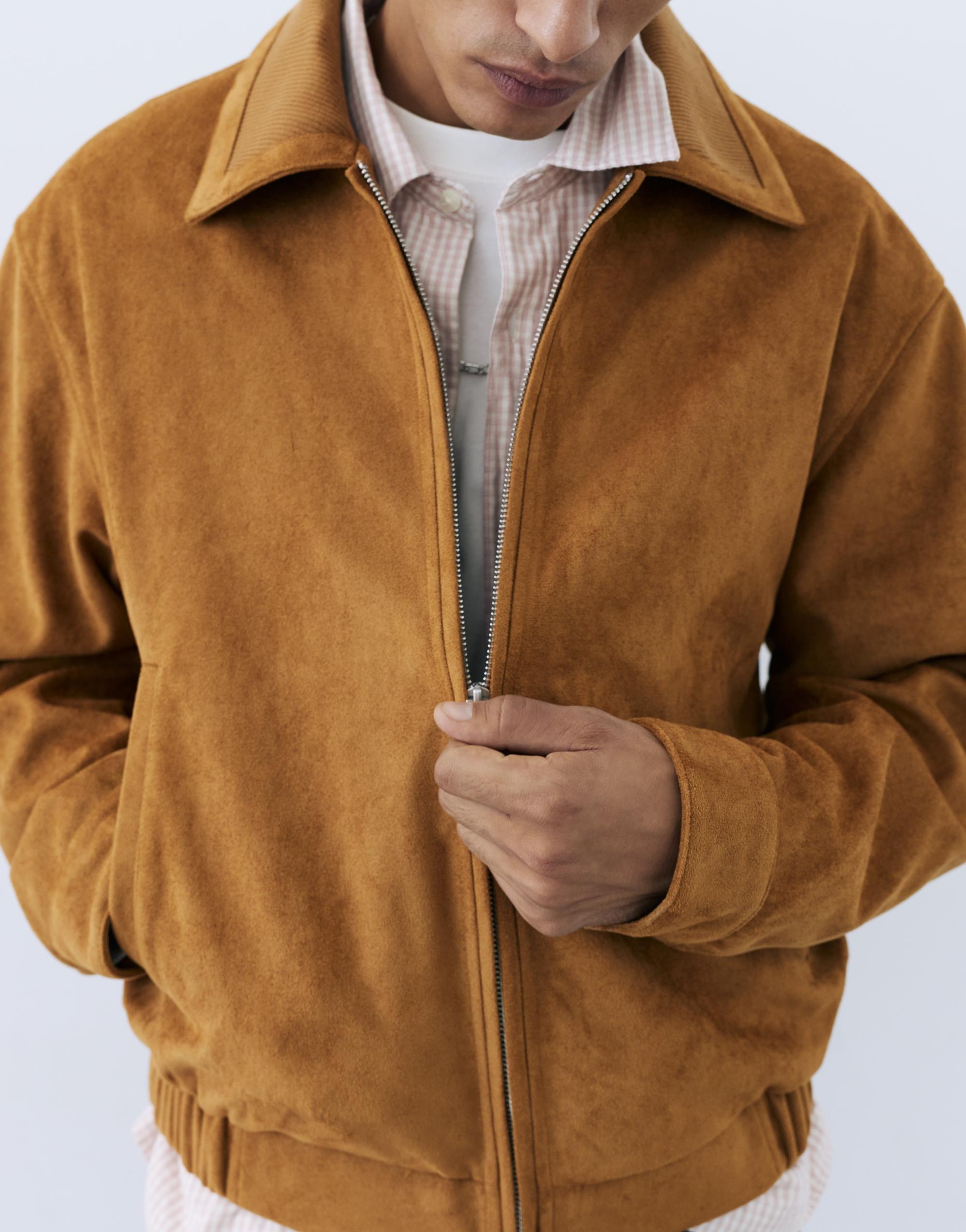 Faux suede jacket — Caramel