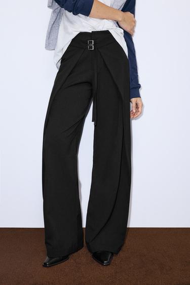 Darted smart trousers with buckles — Black 2