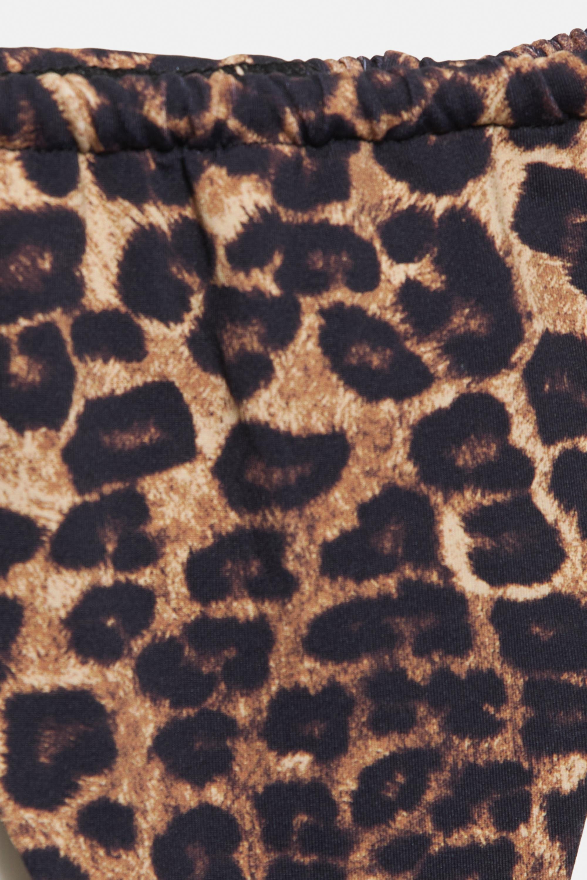 Leopard print gathered bikini bottoms — Brown