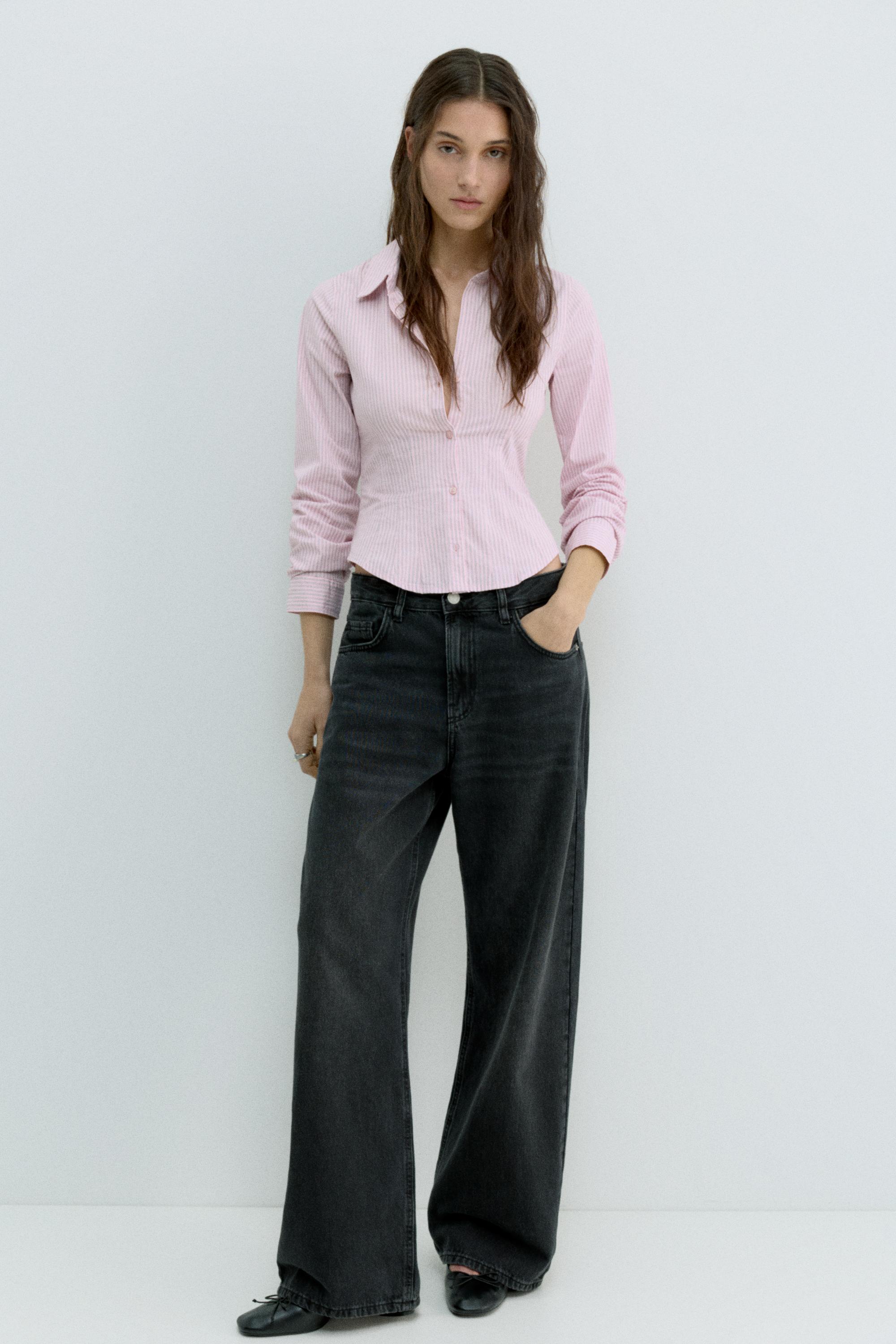 Poplin yırtmaçlı dar kesim gömlek - Görsel 146