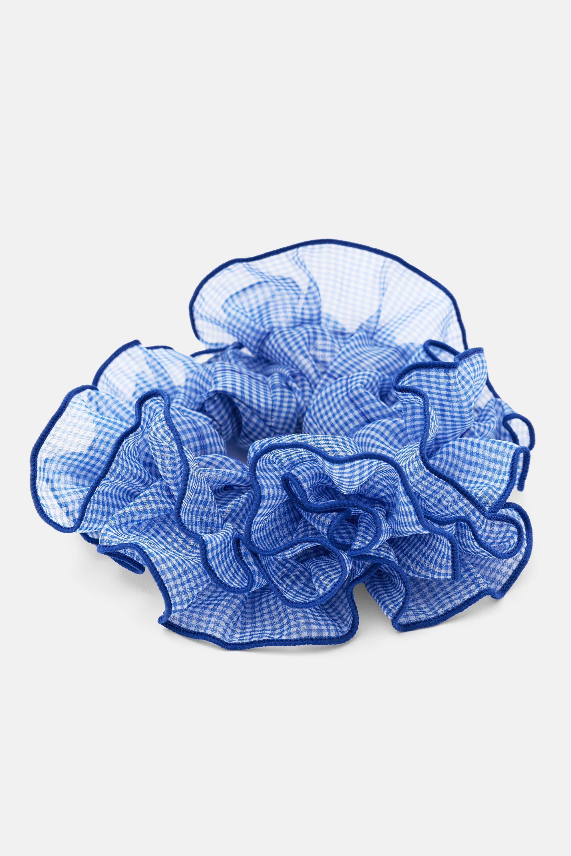 Gingham check scrunchie — Blue