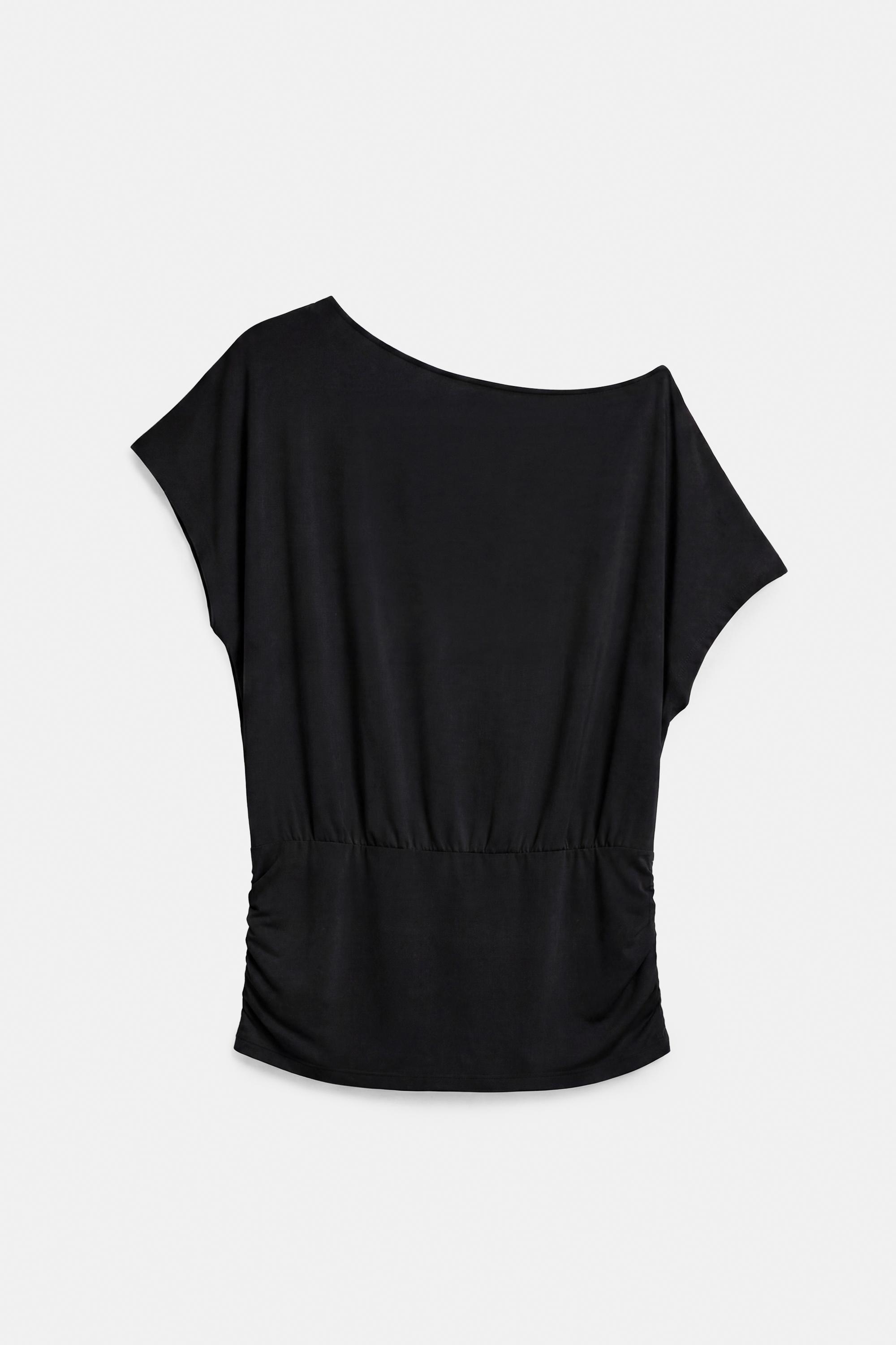 Asymmetric cummerbund T-shirt — Black
