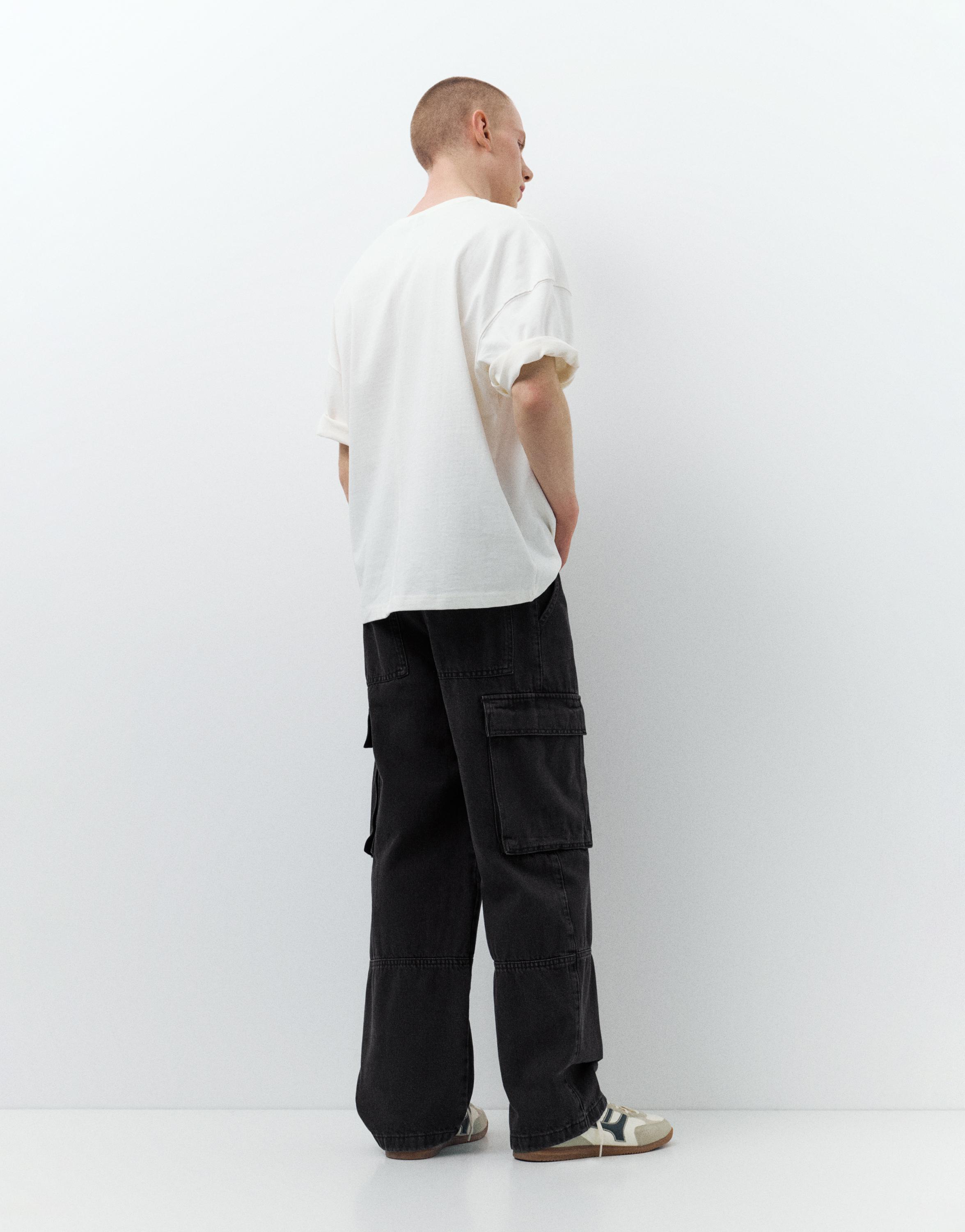Baggy cargo jeans — Faded black