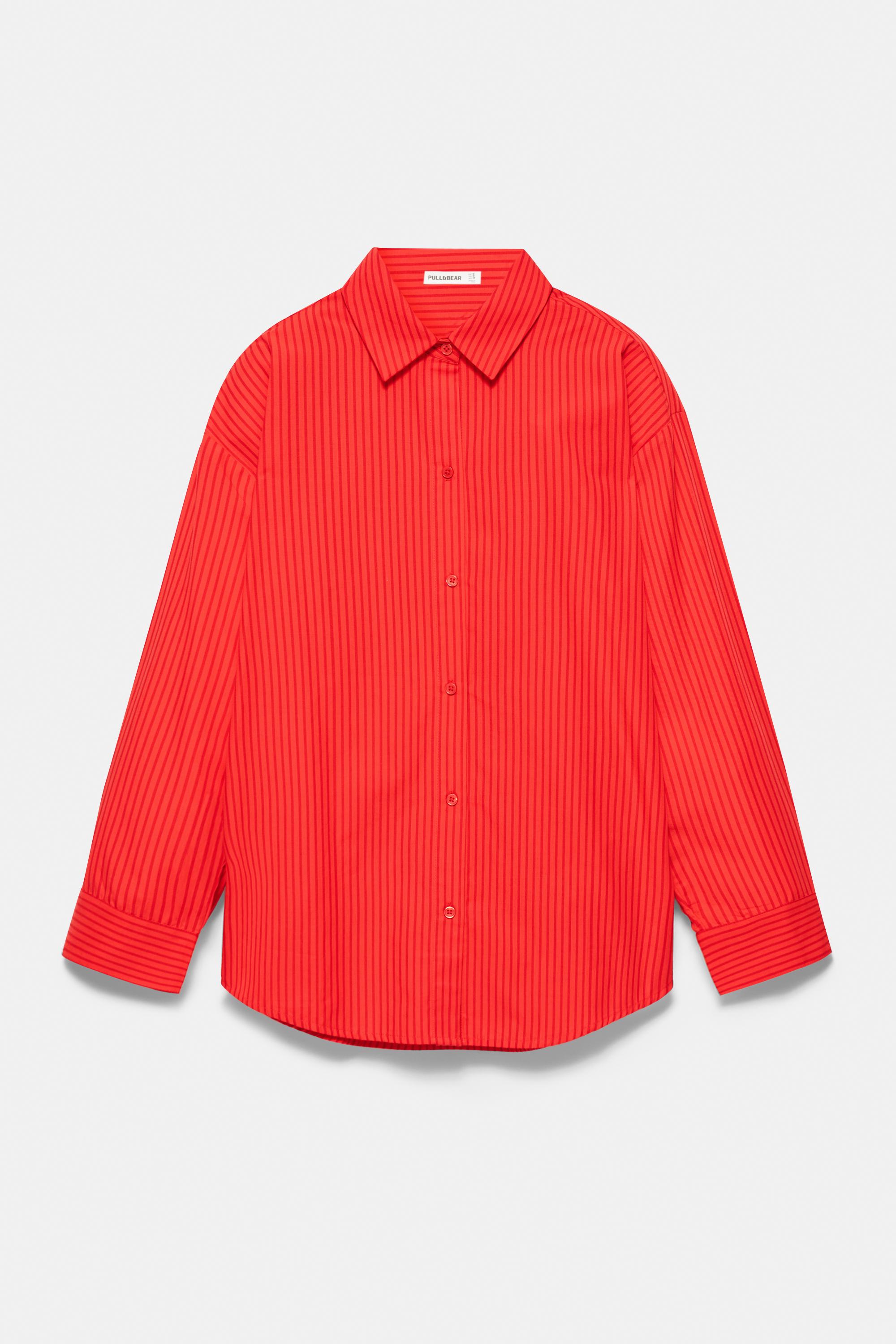 Oversize striped shirt — Red