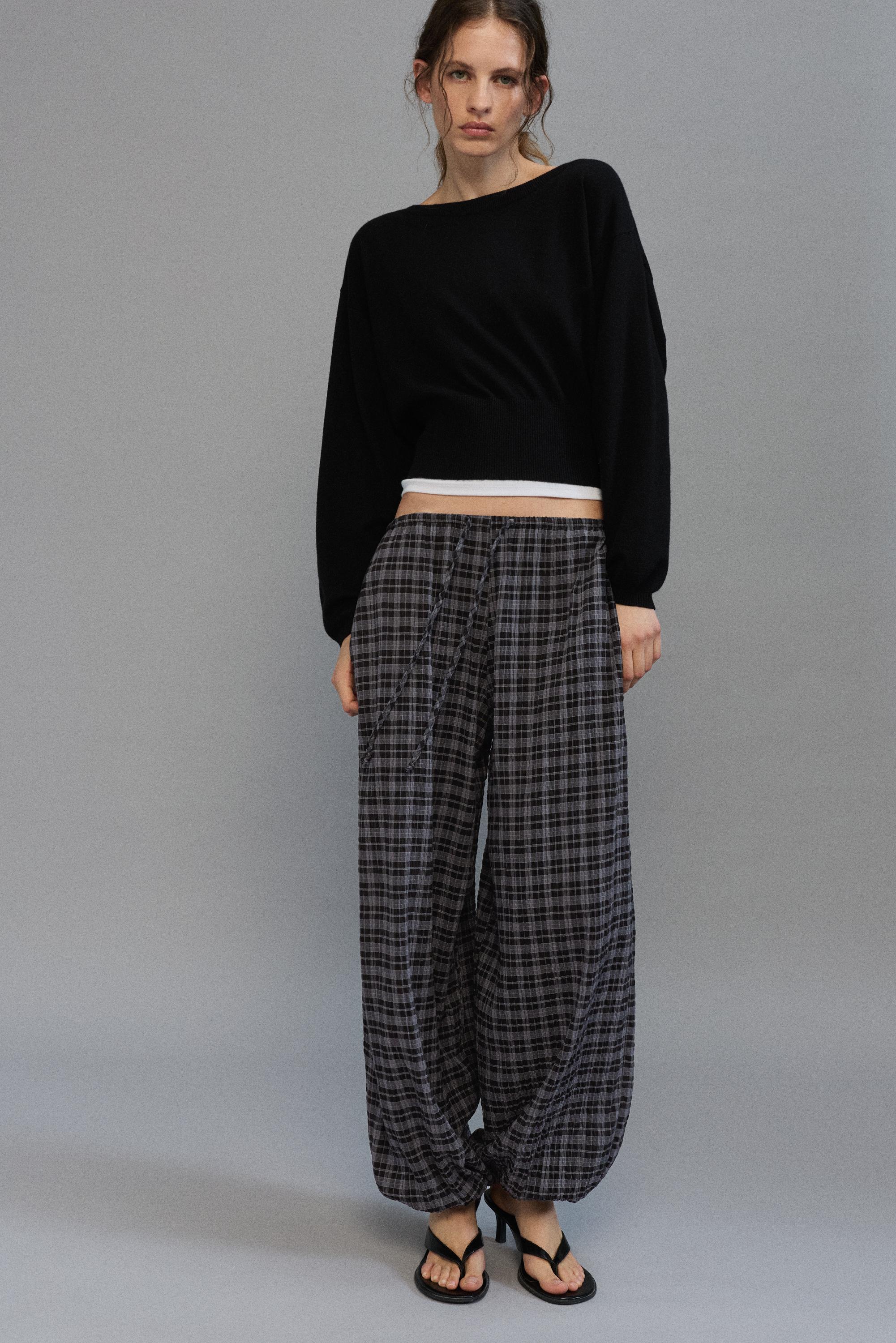 Check sarouel trousers — Anthracite grey