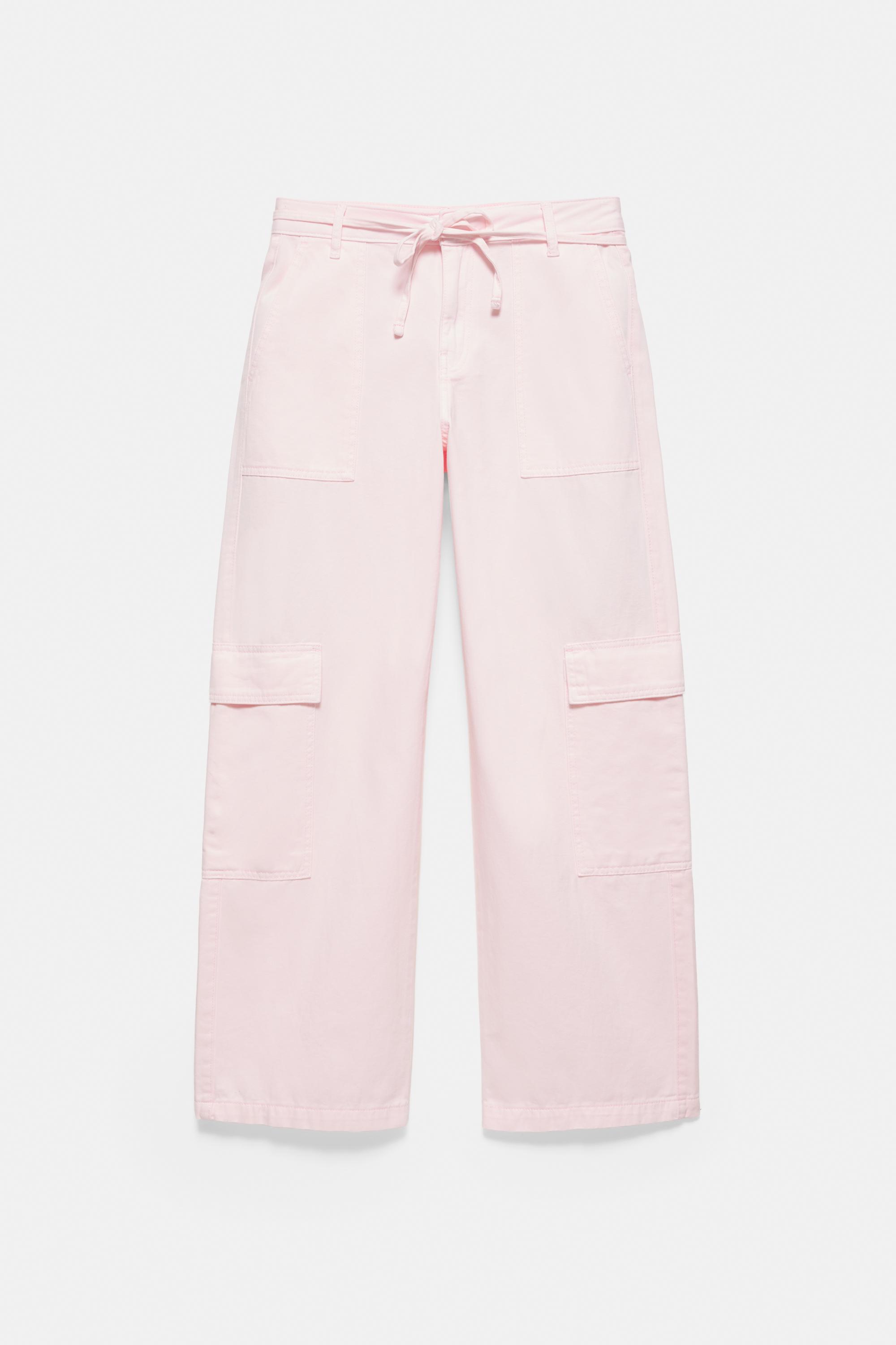 Straight pink cargo trousers — Pink