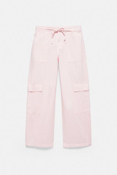 Straight pink cargo trousers — Pink 3