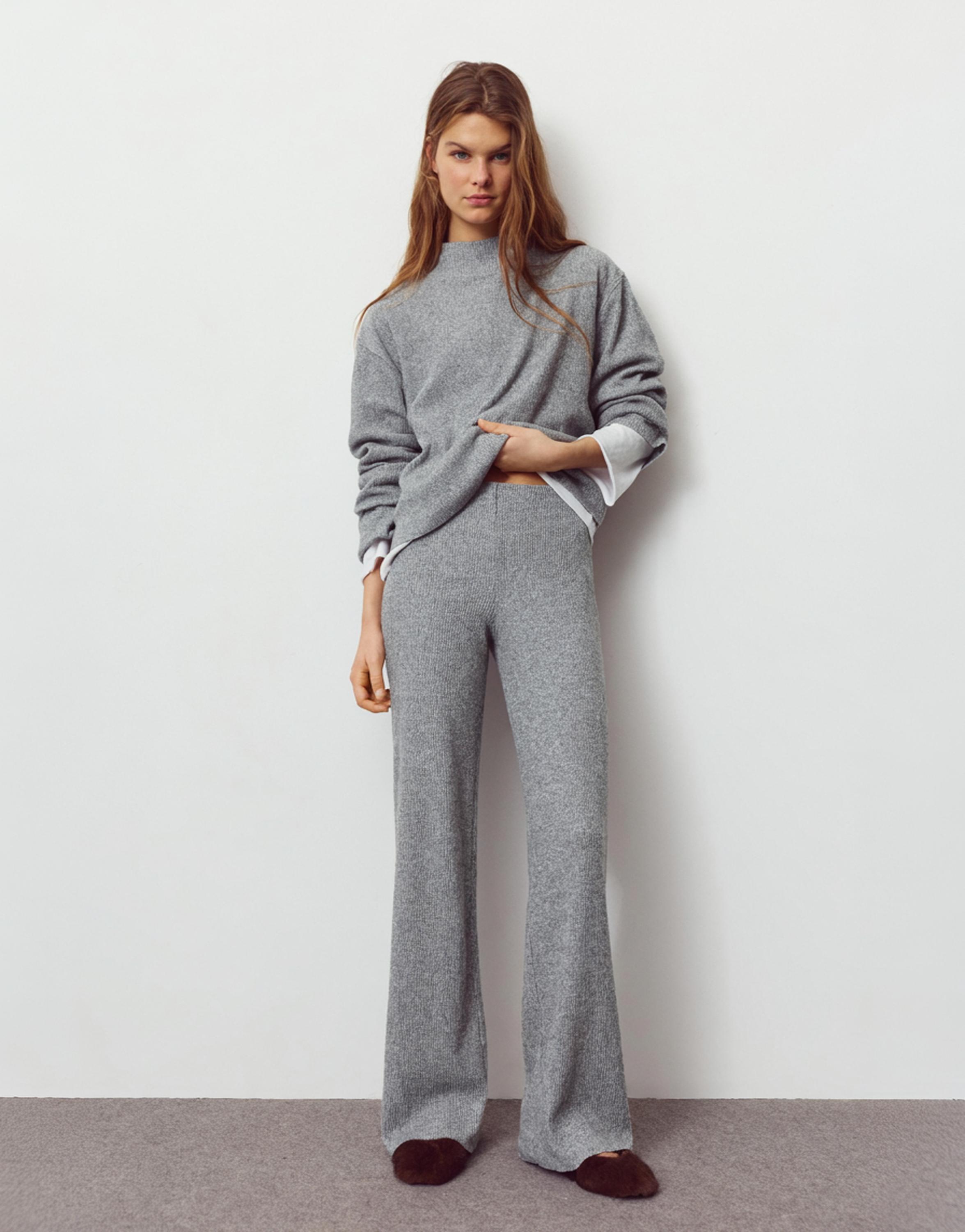 Soft touch straight fit trousers — Grey