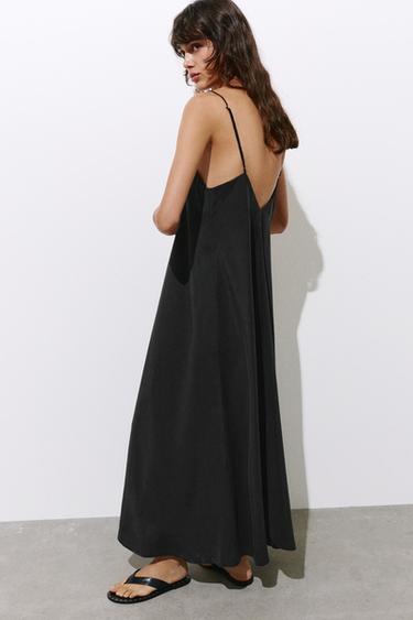 Strappy flowing modal midi dress — Anthracite grey 7