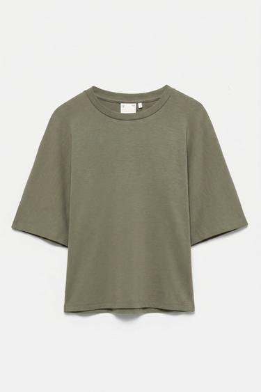 Soft-touch boxy T-shirt — Khaki 6