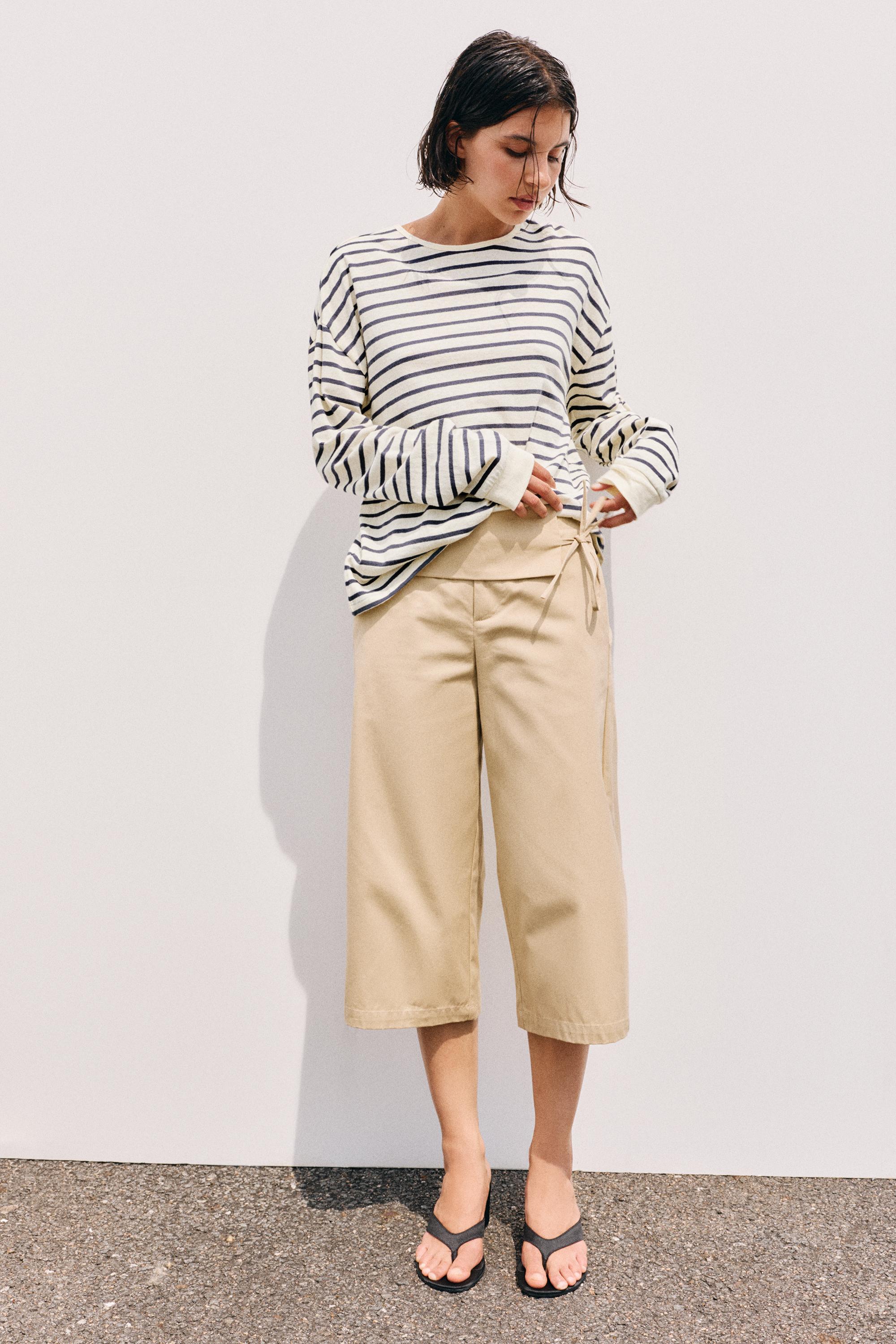 Oversize long sleeve striped T-shirt — Vanilla