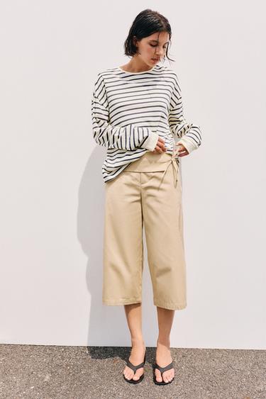 Oversize long sleeve striped T-shirt — Vanilla 1