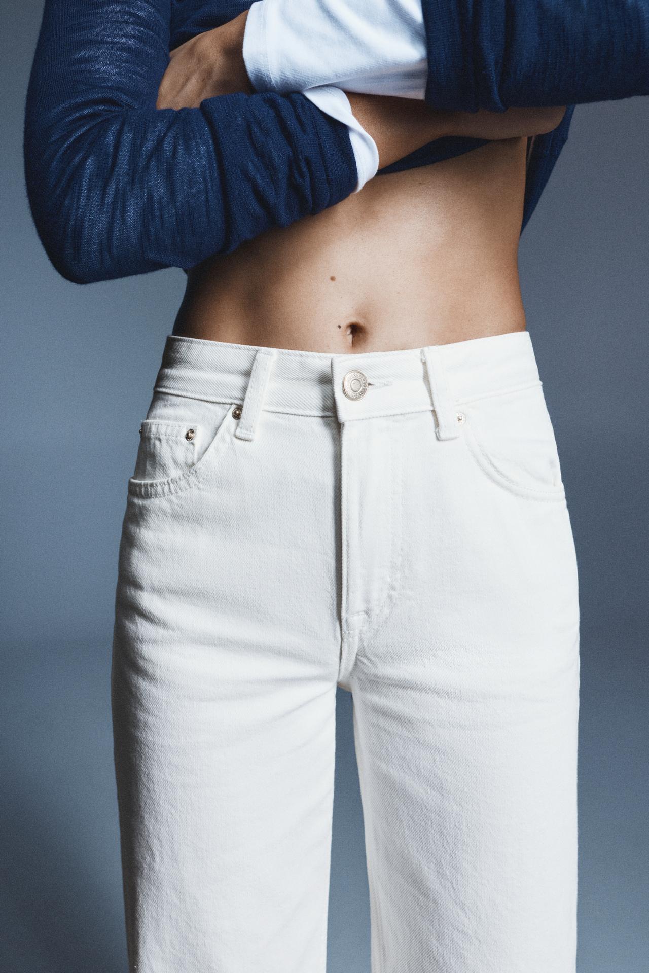High-waist wide straight-leg jeans — White-t