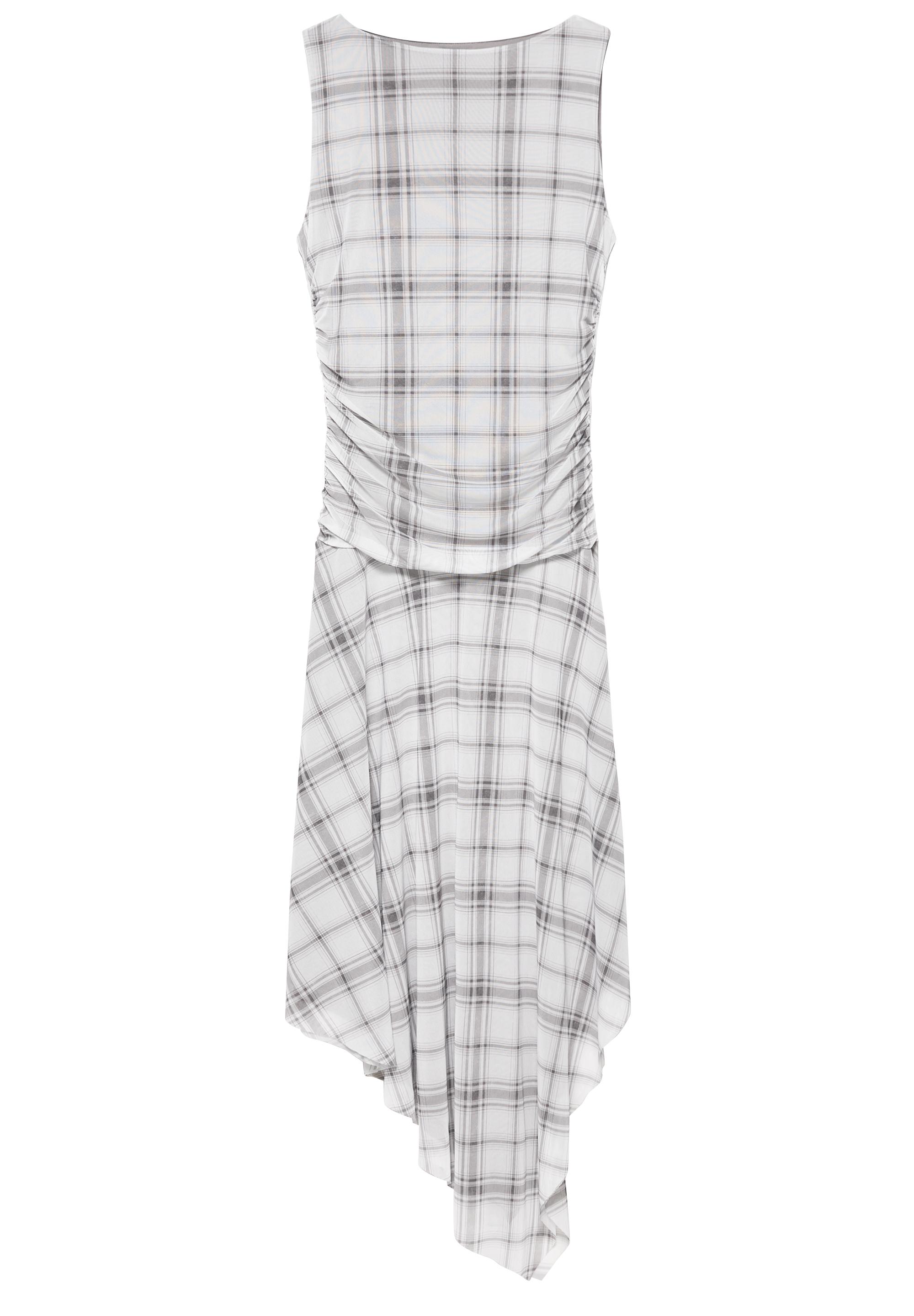 Asymmetric check midi dress — Dark grey
