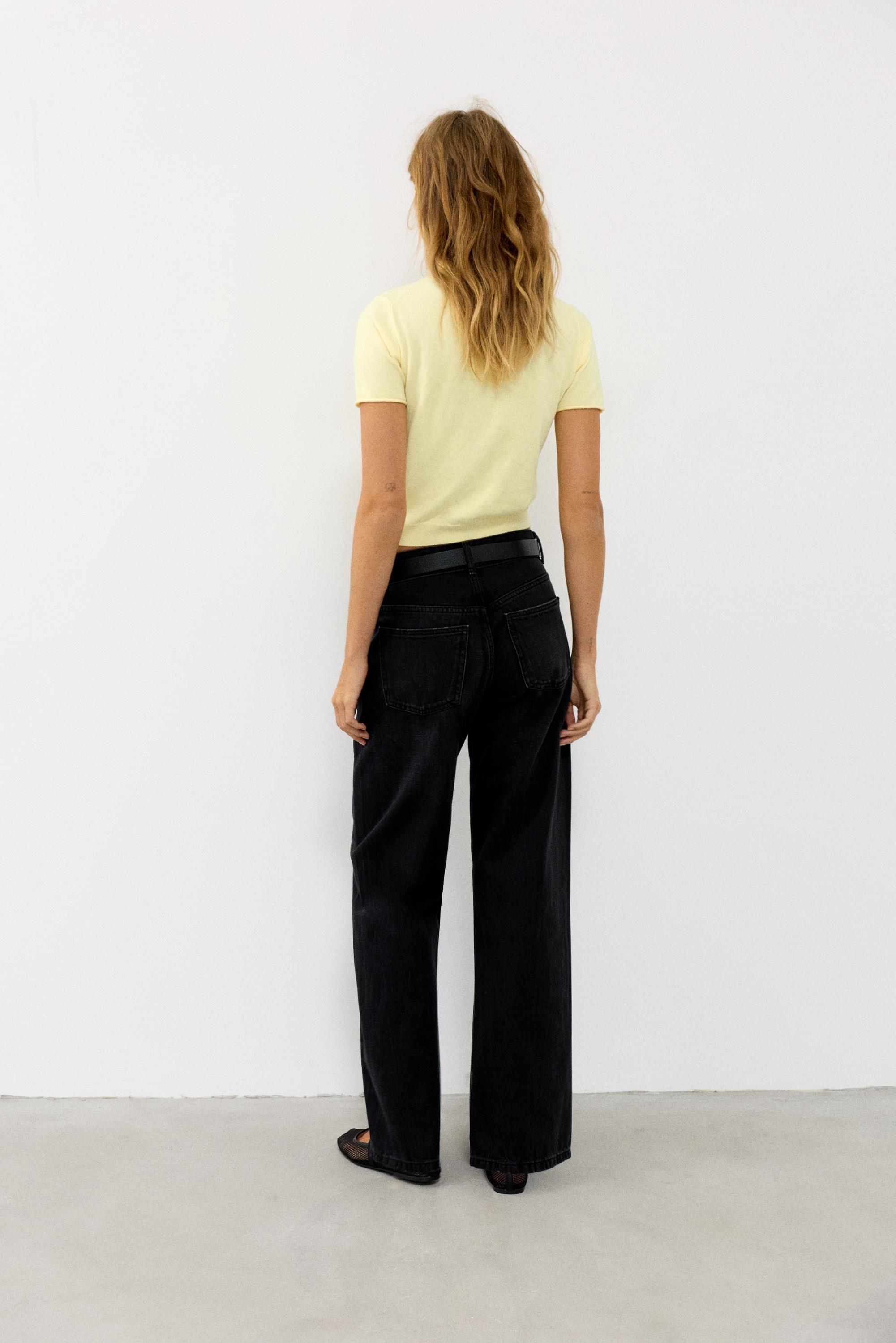 Fine knit short sleeve T-shirt — Yellow