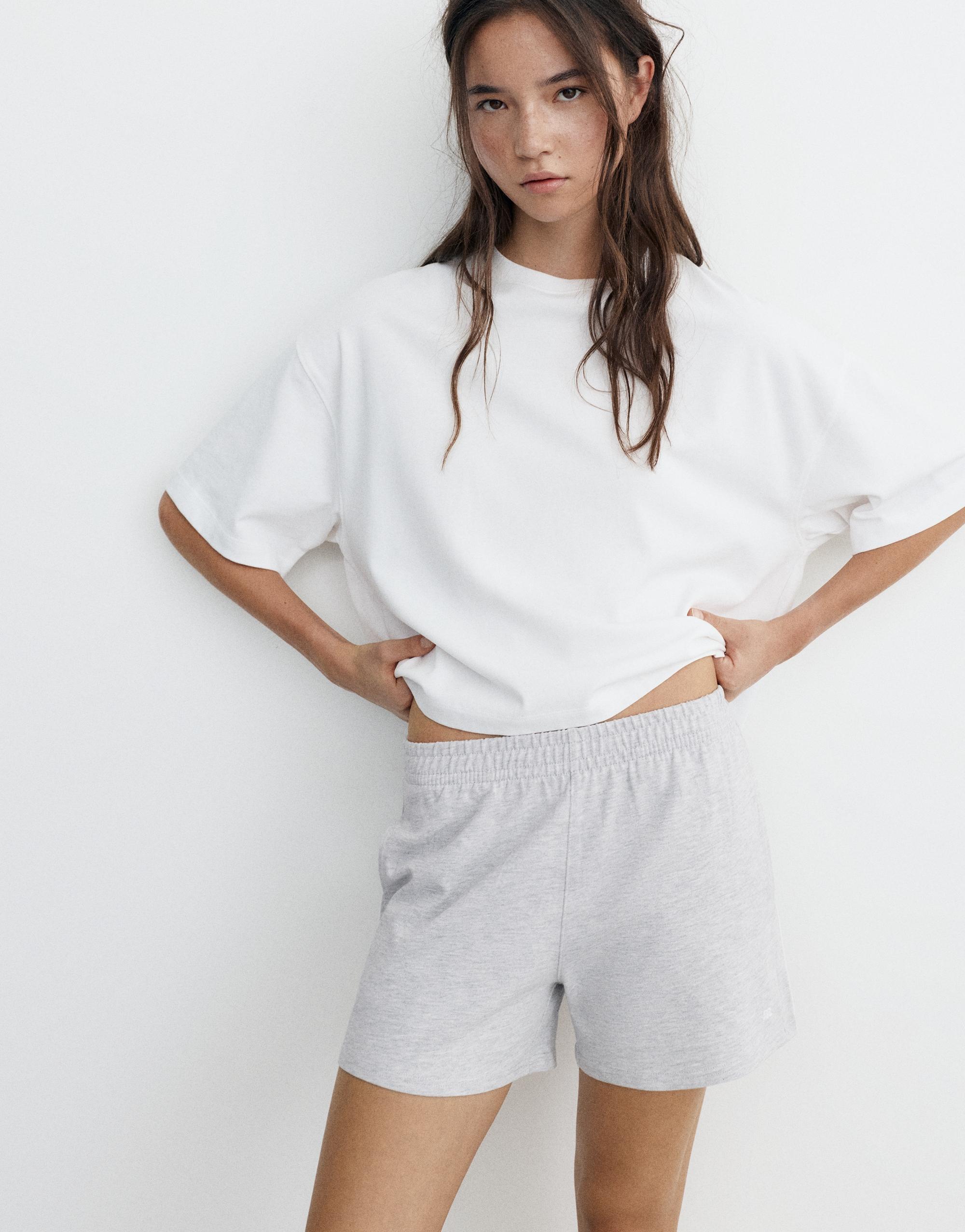Sports shorts with side stripes — Grey marl