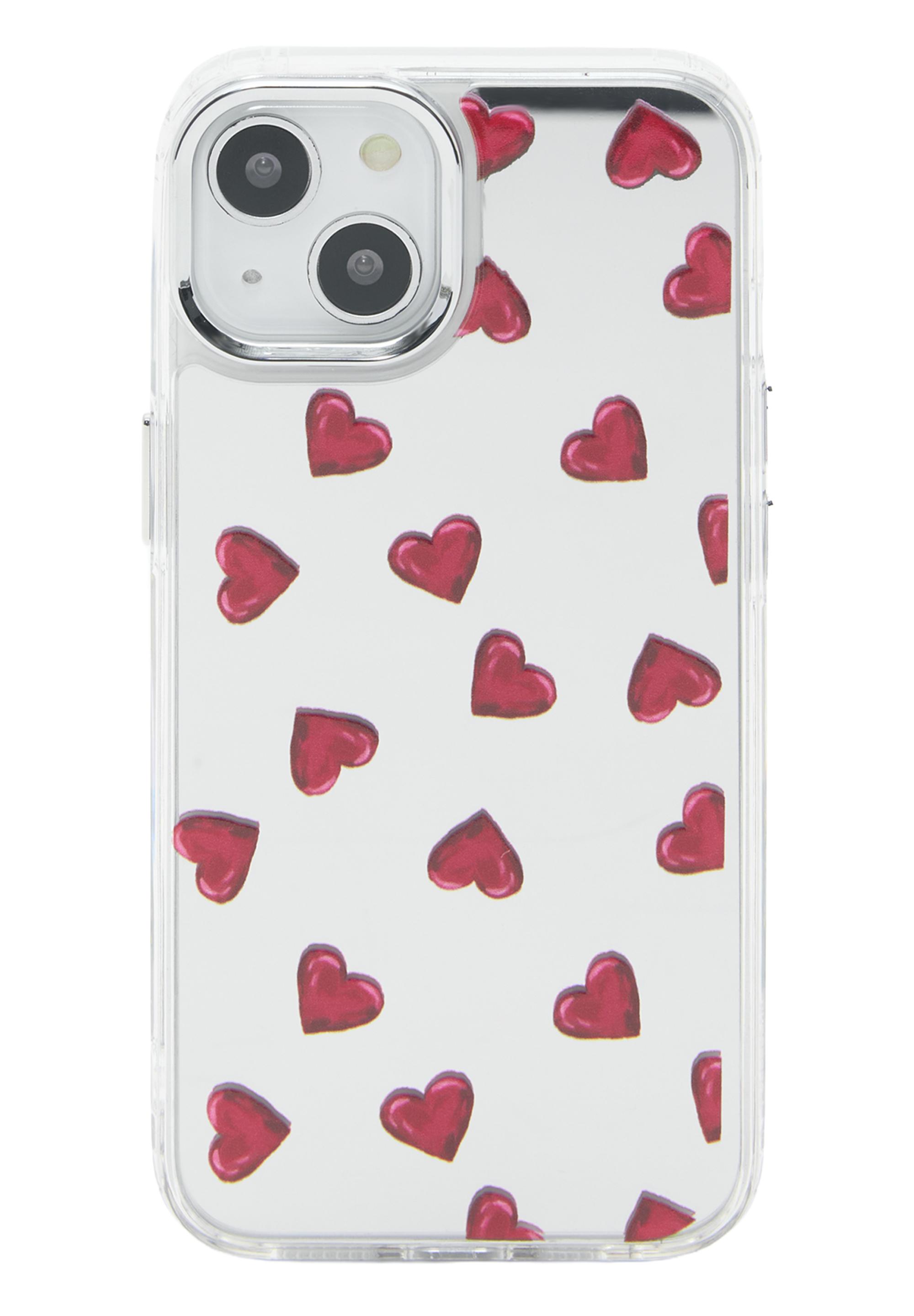 Hearts mirrored iPhone case — Red
