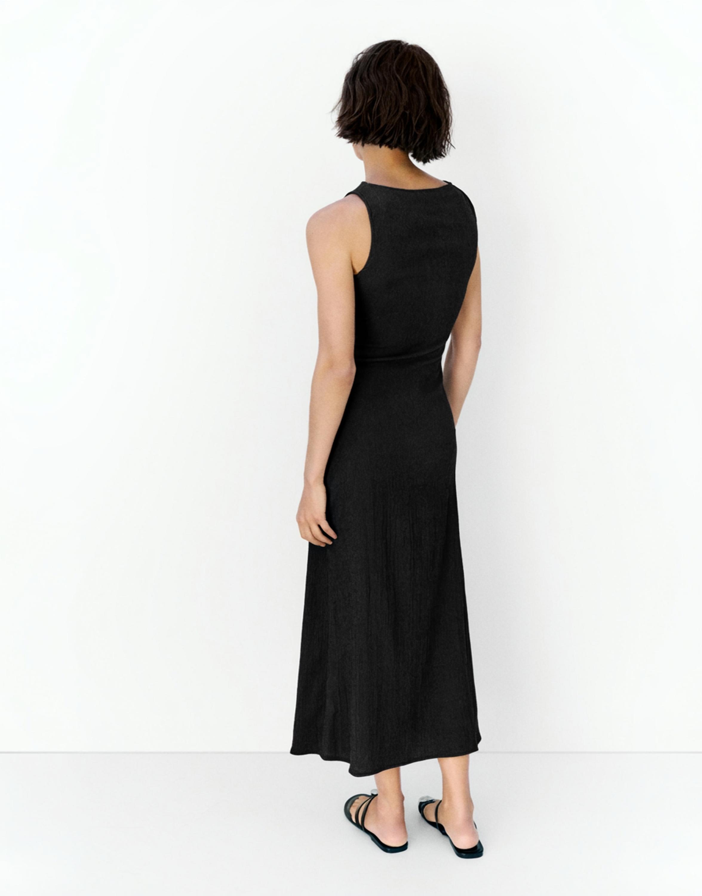 Gathered knot midi dress — Anthracite grey