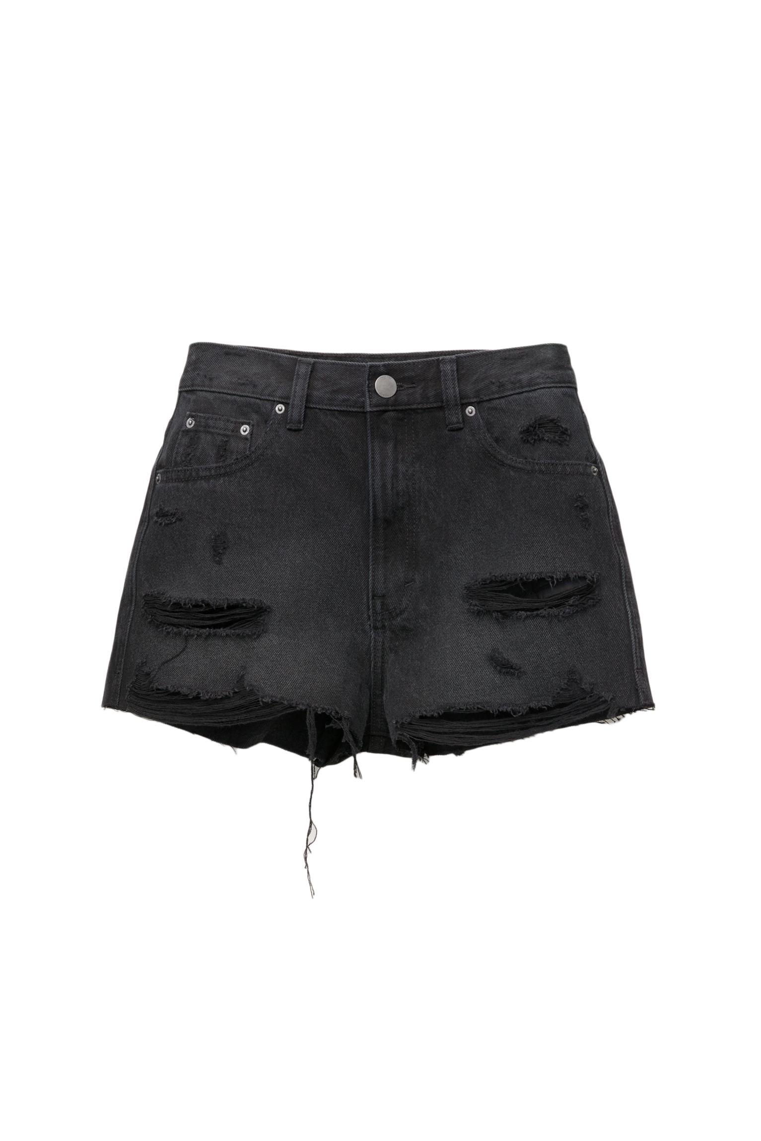 Yırtık detaylı denim şort - Görsel 4