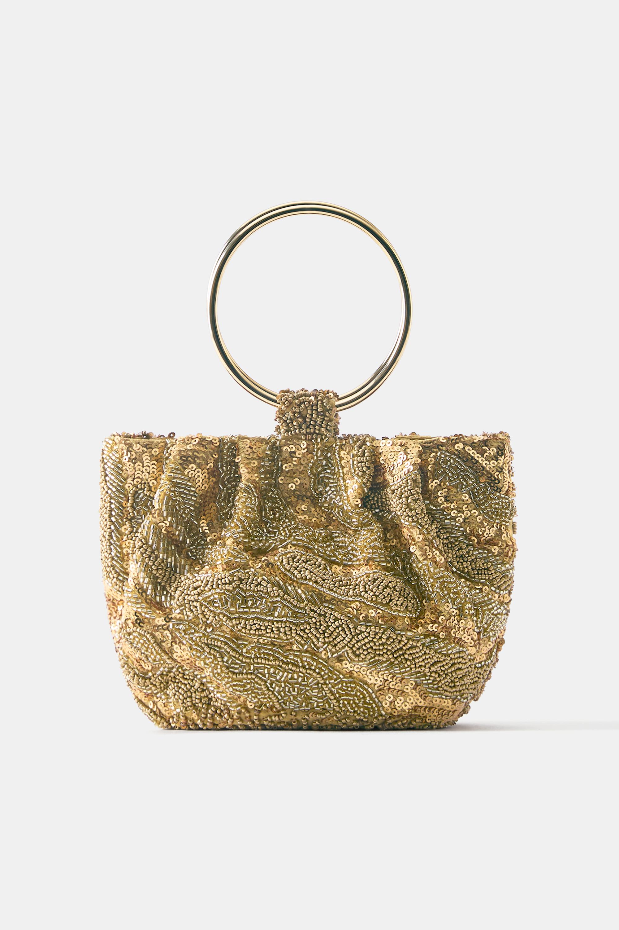 Beaded handbag — Gold