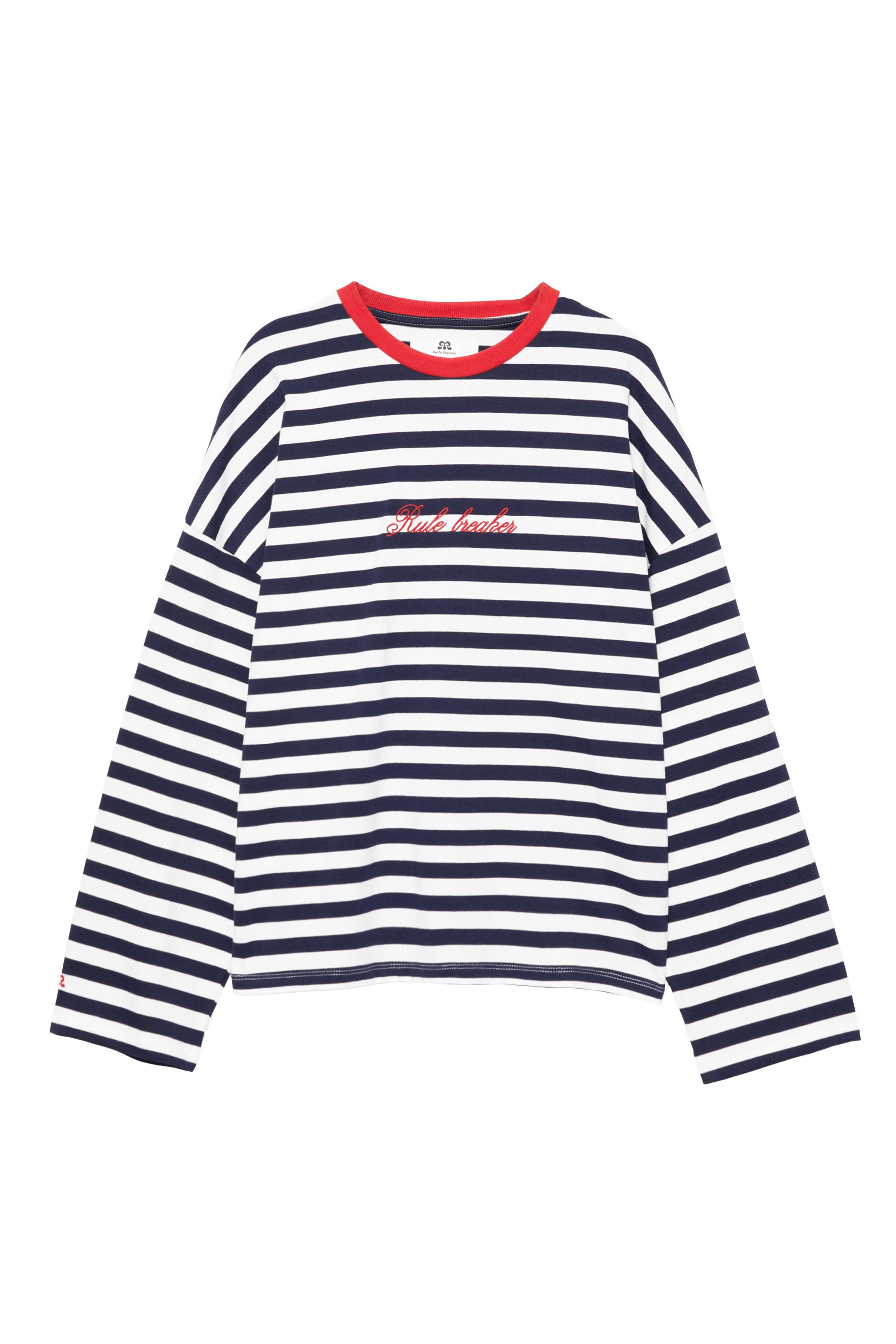 Pull&Bear Çizgili yazılı oversize tişört