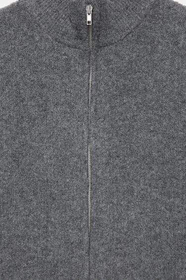 Ribbed zip-up cardigan — Grey marl 9