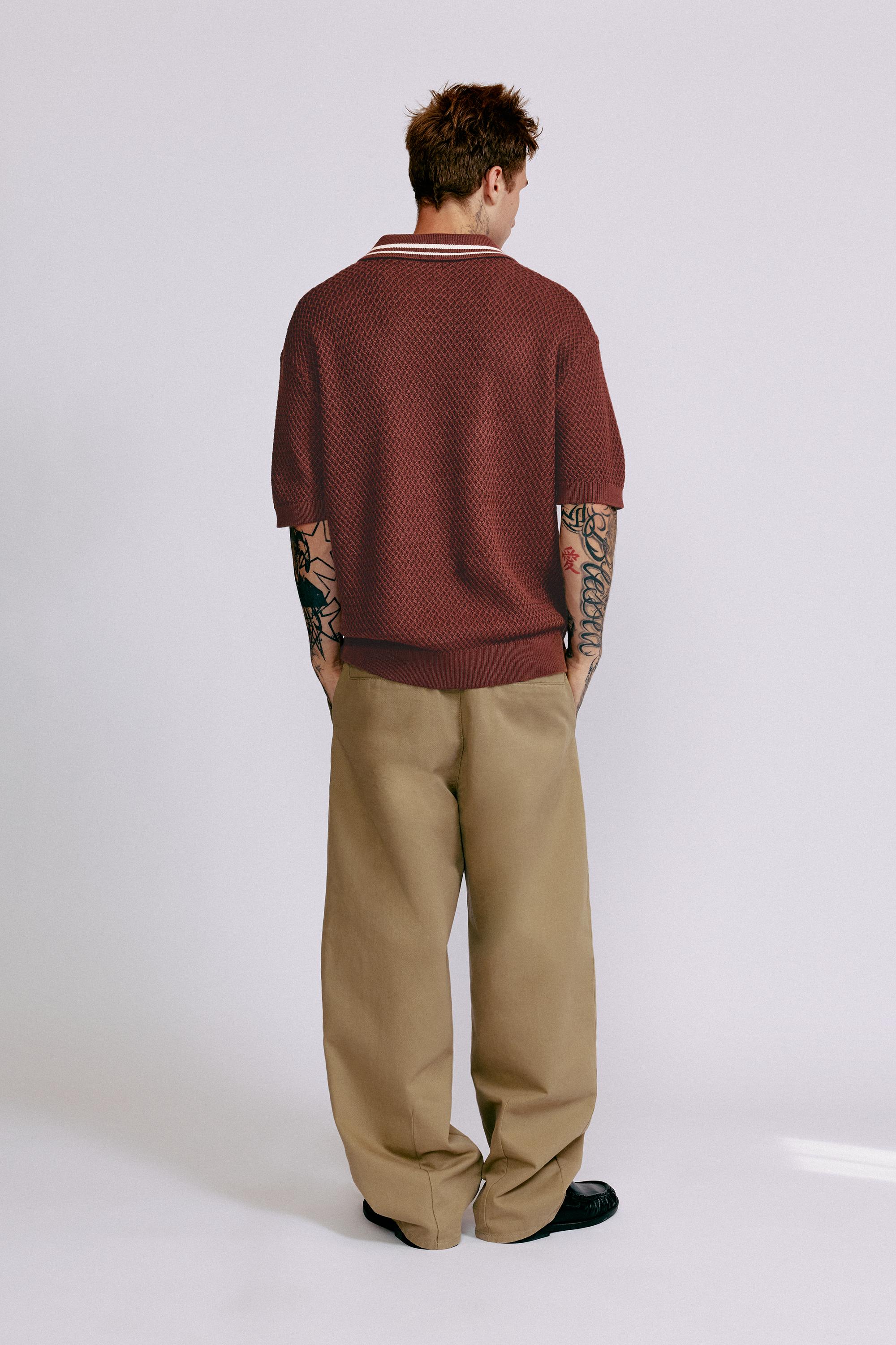 L'île-Rousse graphic knit polo shirt — Burgundy