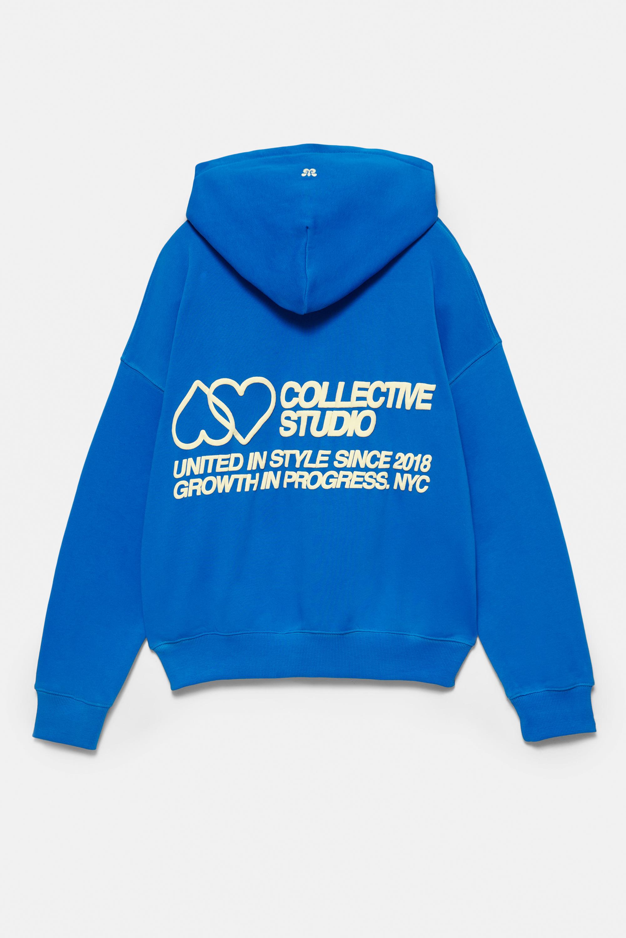 Mavi kalp desenli kapüşonlu sweatshirt - Görsel 16