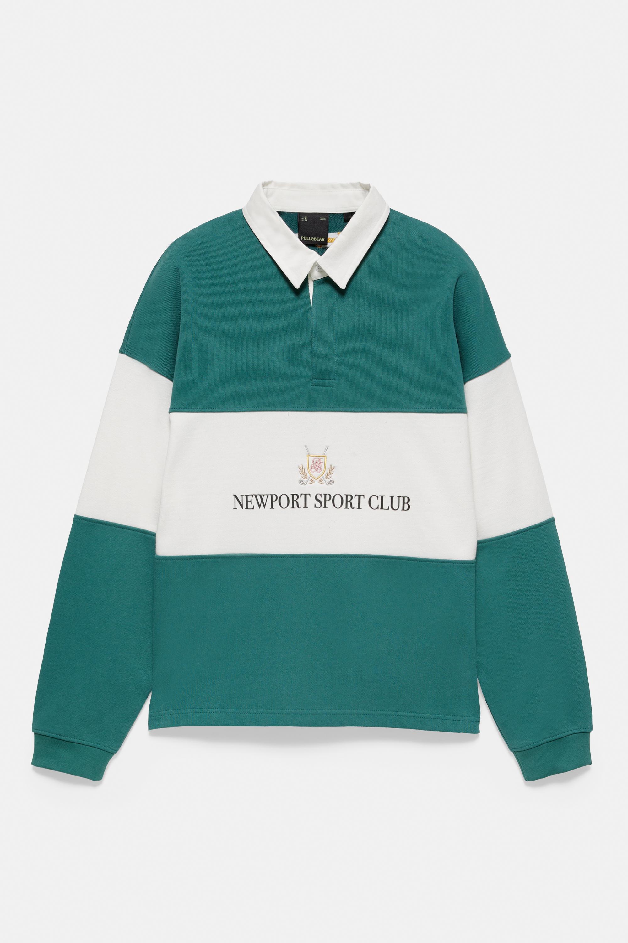 Long sleeve Newport Sport Club polo shirt — Off white