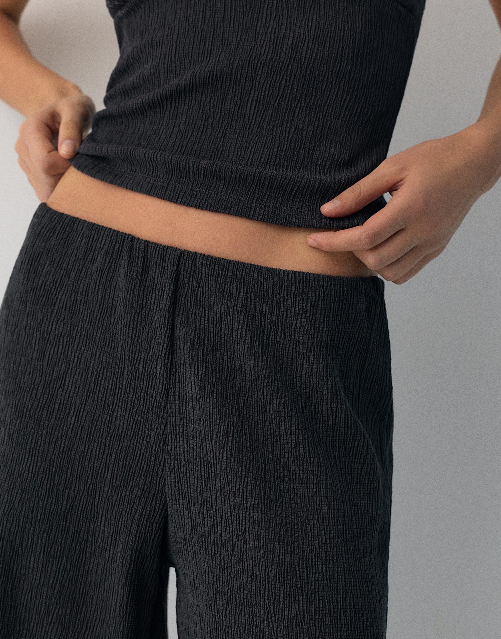 Crepe straight-leg trousers — Petroleum