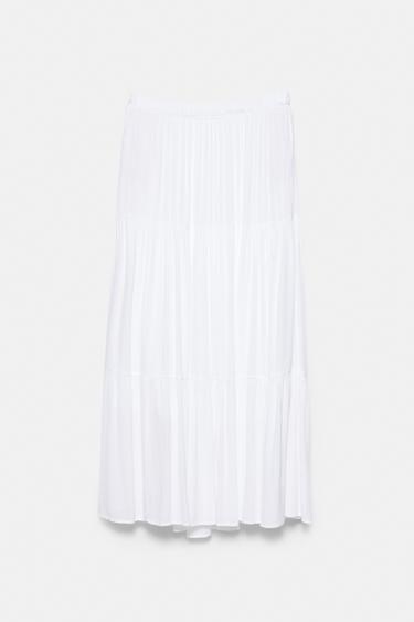Flowy paneled midi skirt — White 7