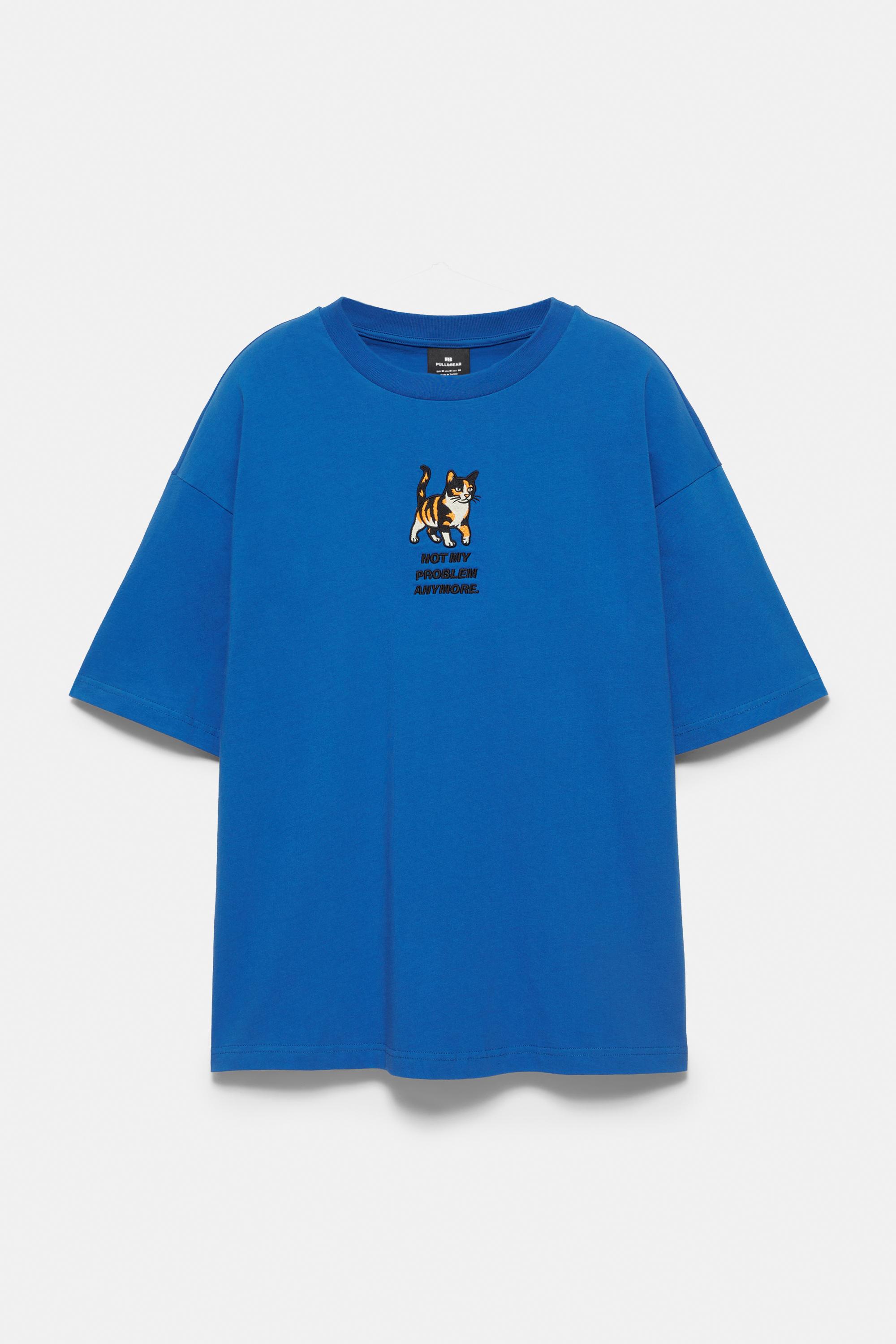 Cat graphic T-shirt — Deep blue