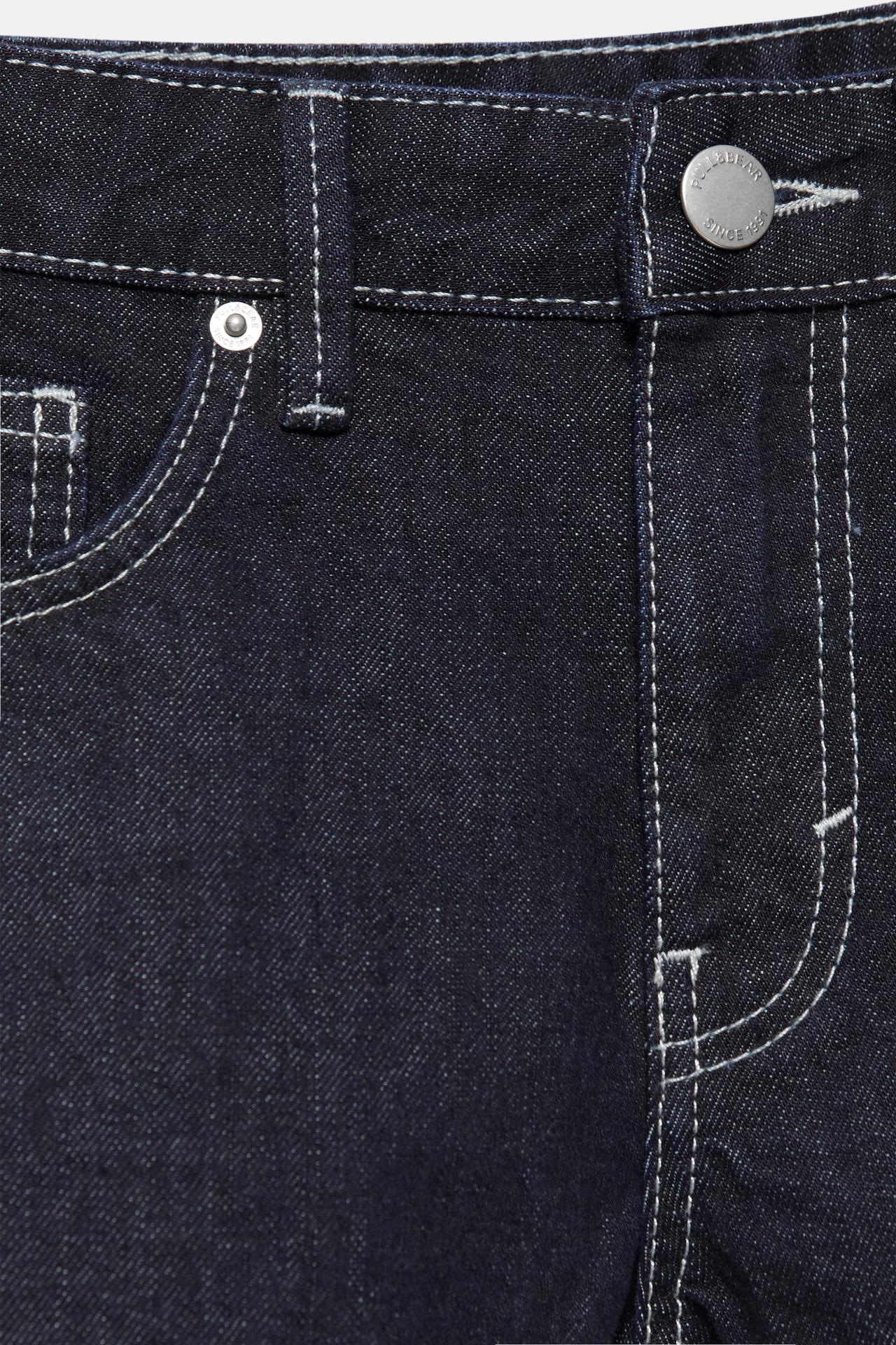 Low-rise denim mini shorts — Navy