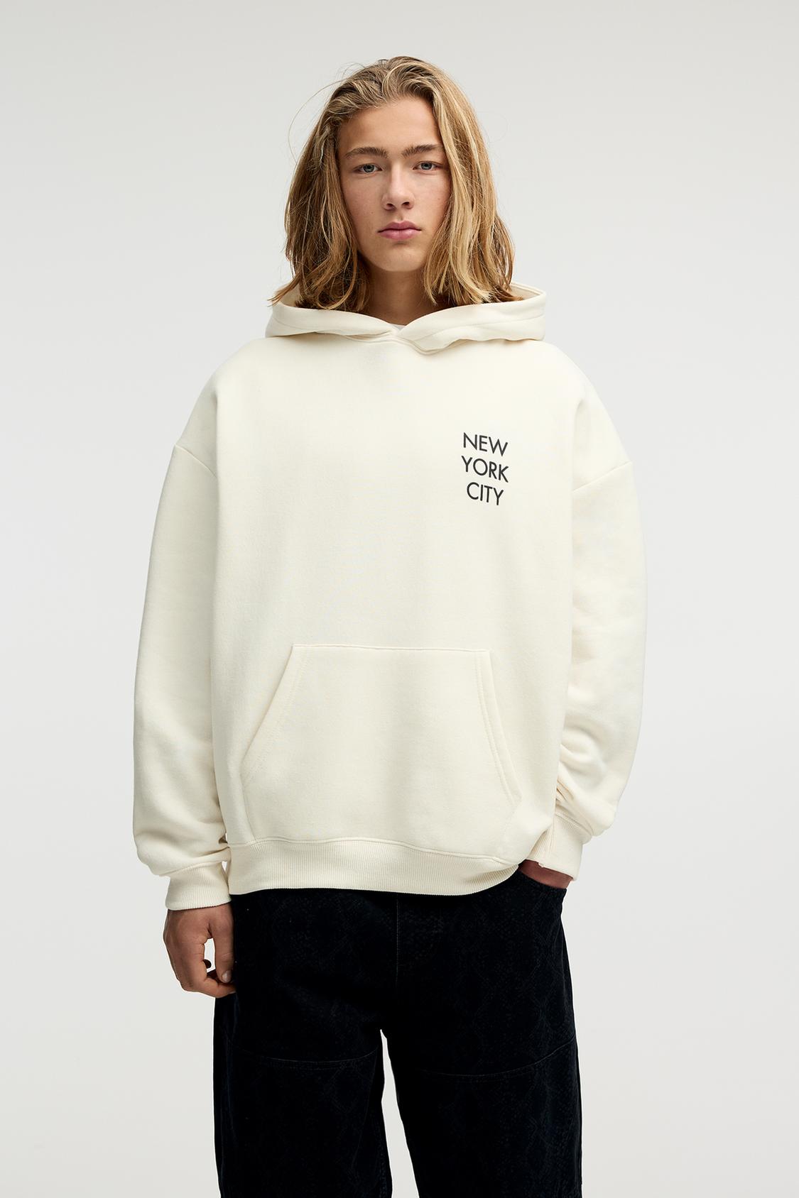Sweatshirt Sudadera Blanca Hombre Pull And Bear Pull And Bear