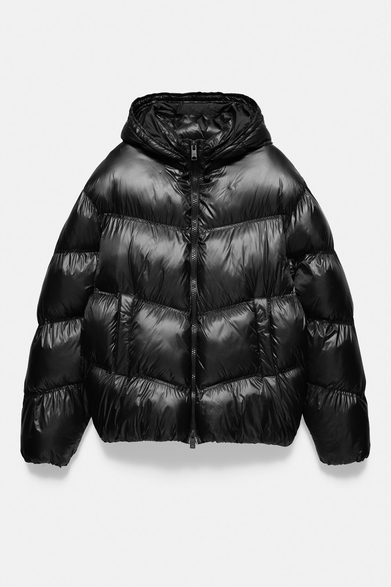 Puffer jacket with shiny finish — Black