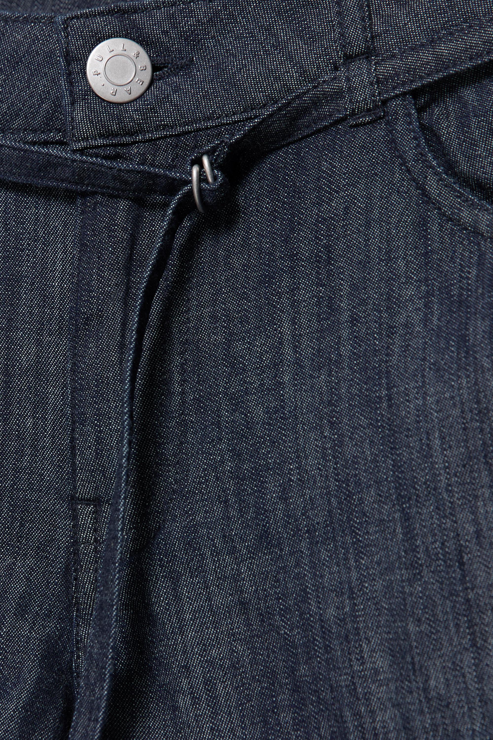 Denim shorts with belt — Navy