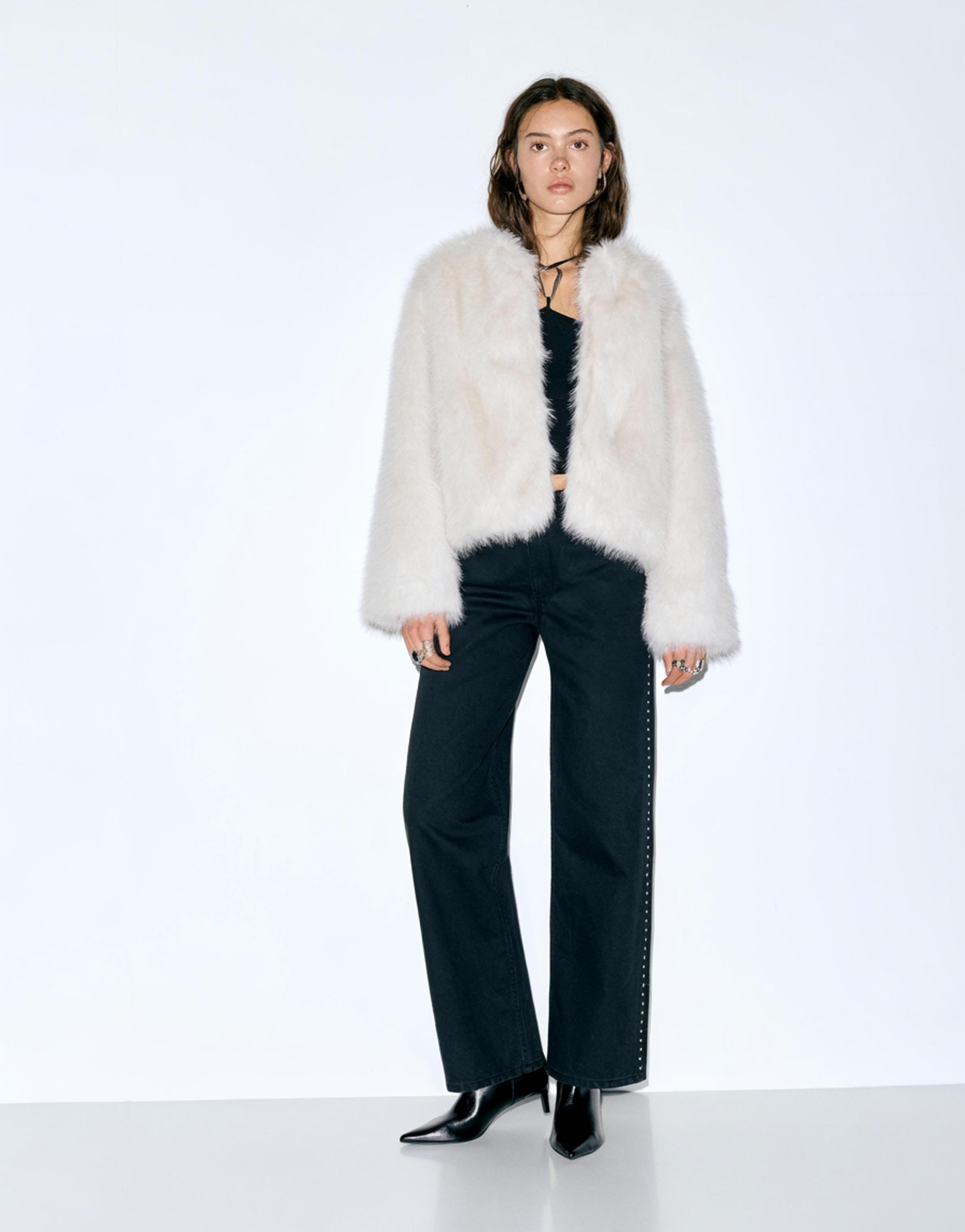 Suni kürk ceket - Görsel 8